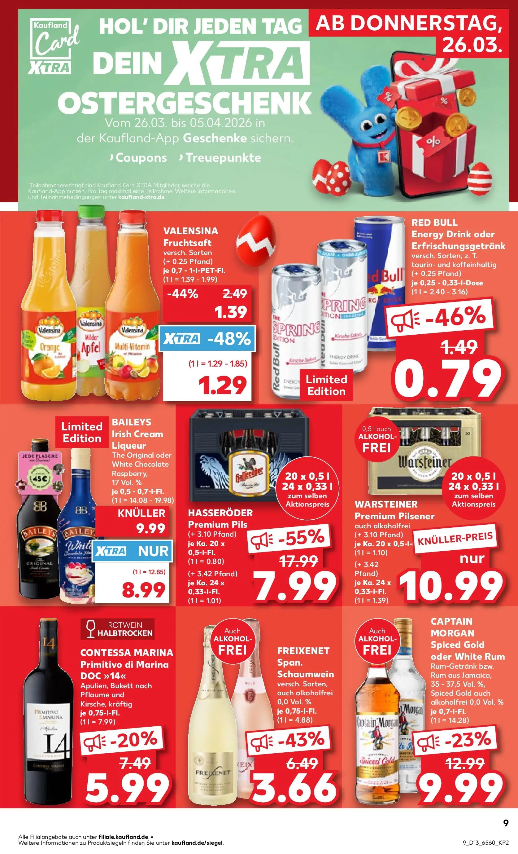 Prospekt Kaufland ab 26.03.2026 » Angebote und Werbung Online | Seite: 9 | Produkte: Red bull, Rotwein, Warsteiner, Hasseröder Prospekt Kaufland ab 26.03.2026 » Angebote Online zum Blättern | Seite: 9 | Produkte: Red bull, Rotwein, Warsteiner, Hasseröder