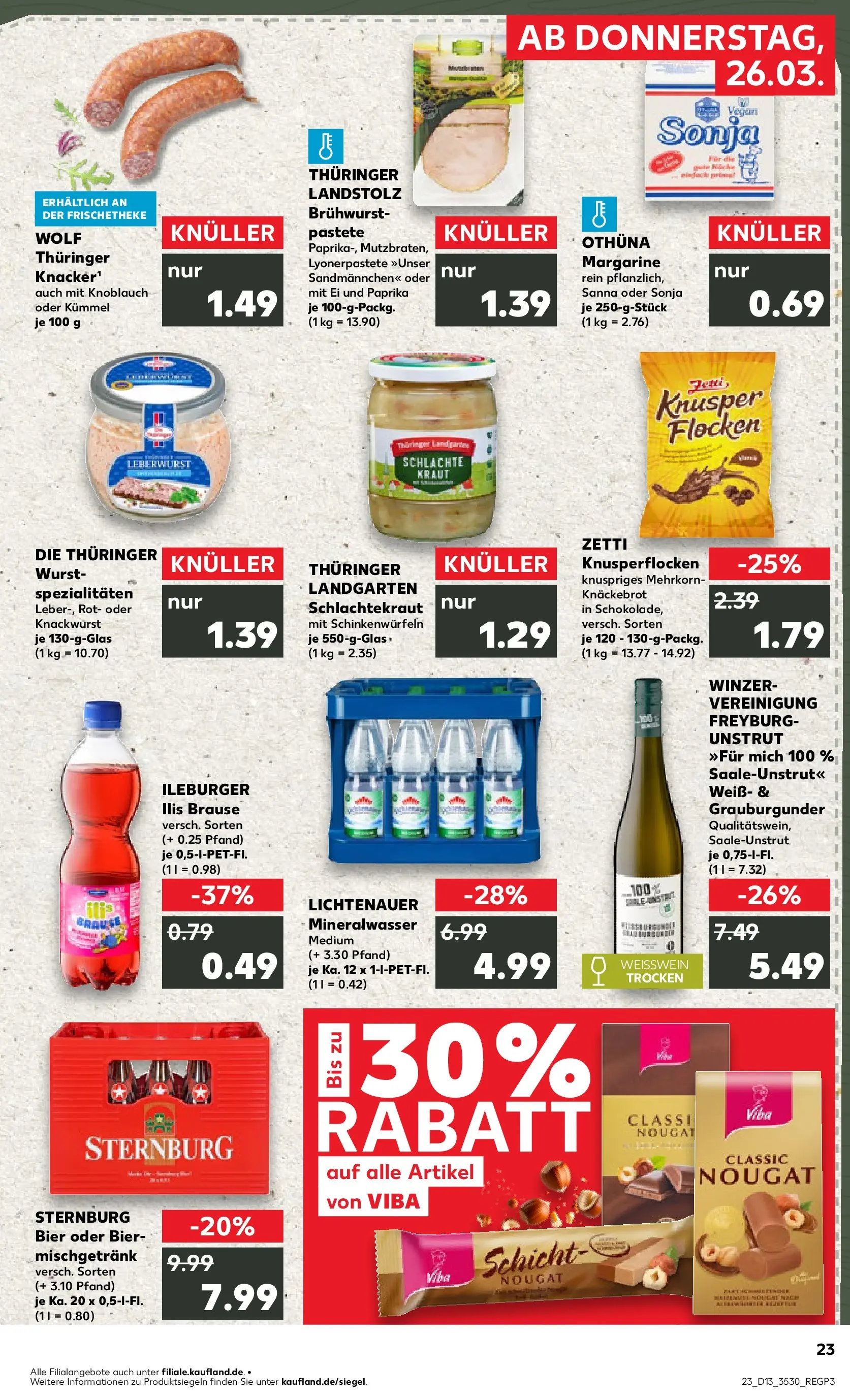 Prospekt Kaufland ab 25.03.2026 » Angebote Online zum Blättern | Seite: 23 | Produkte: Bier, Mineralwasser, Knoblauch, Flocken
