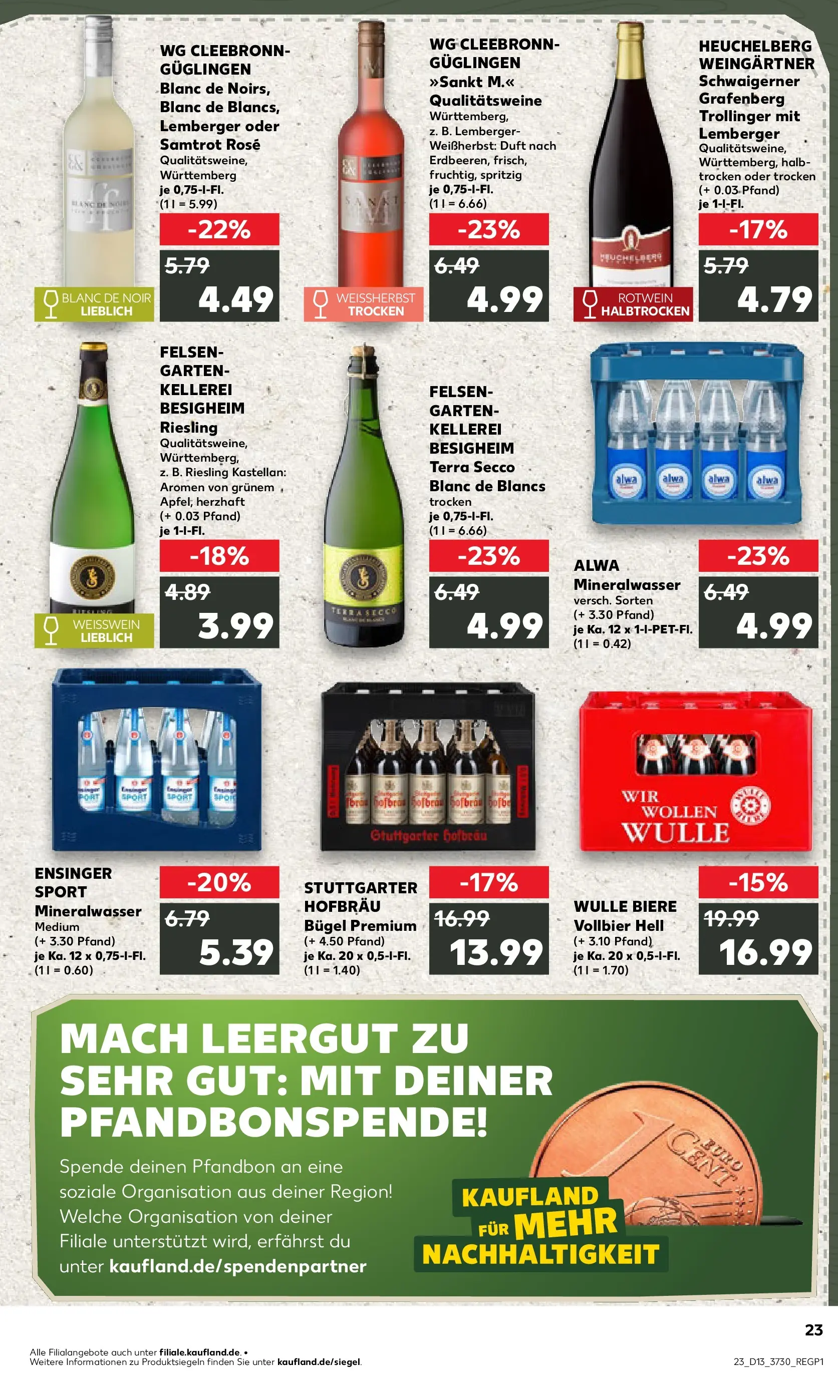 Prospekt Kaufland ab 26.03.2026 » Angebote Online zum Blättern | Seite: 23 | Produkte: Weißwein, Rotwein, Duft, Mineralwasser