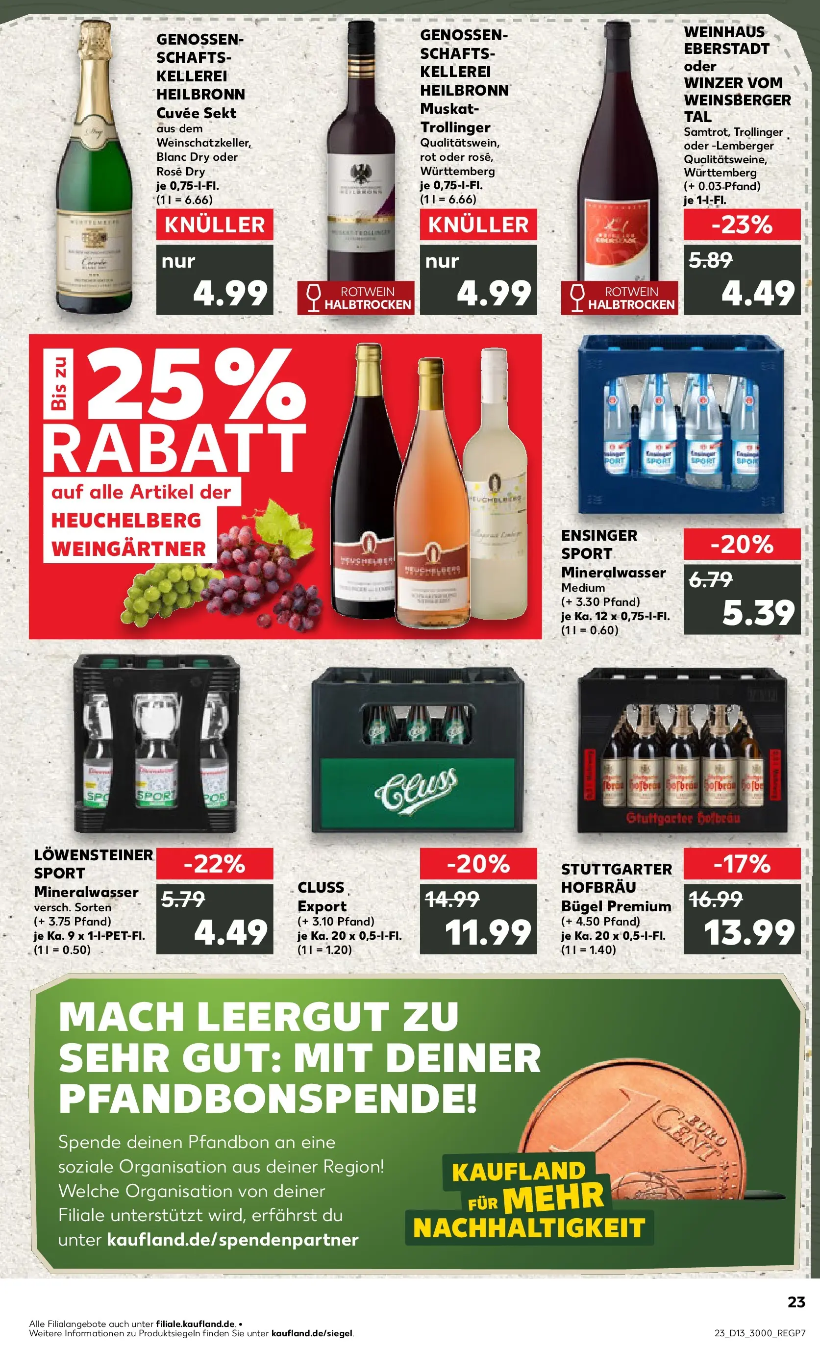 Prospekt Kaufland ab 26.03.2026 » Angebote Online zum Blättern | Seite: 23 | Produkte: Rotwein, Sekt, Mineralwasser