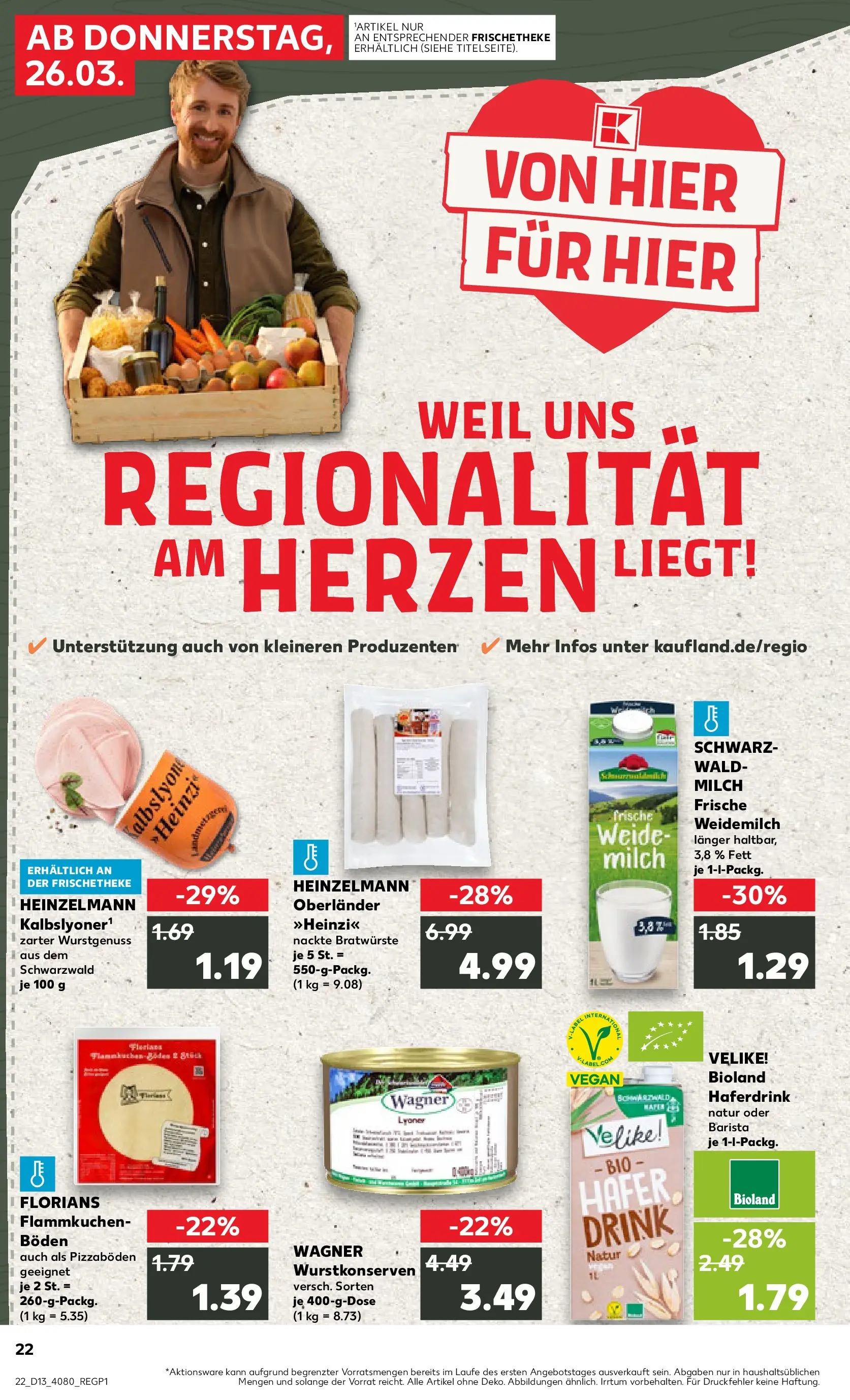 Prospekt Kaufland ab 26.03.2026 » Angebote Online zum Blättern | Seite: 22 | Produkte: Milch, Haferdrink, Pizza