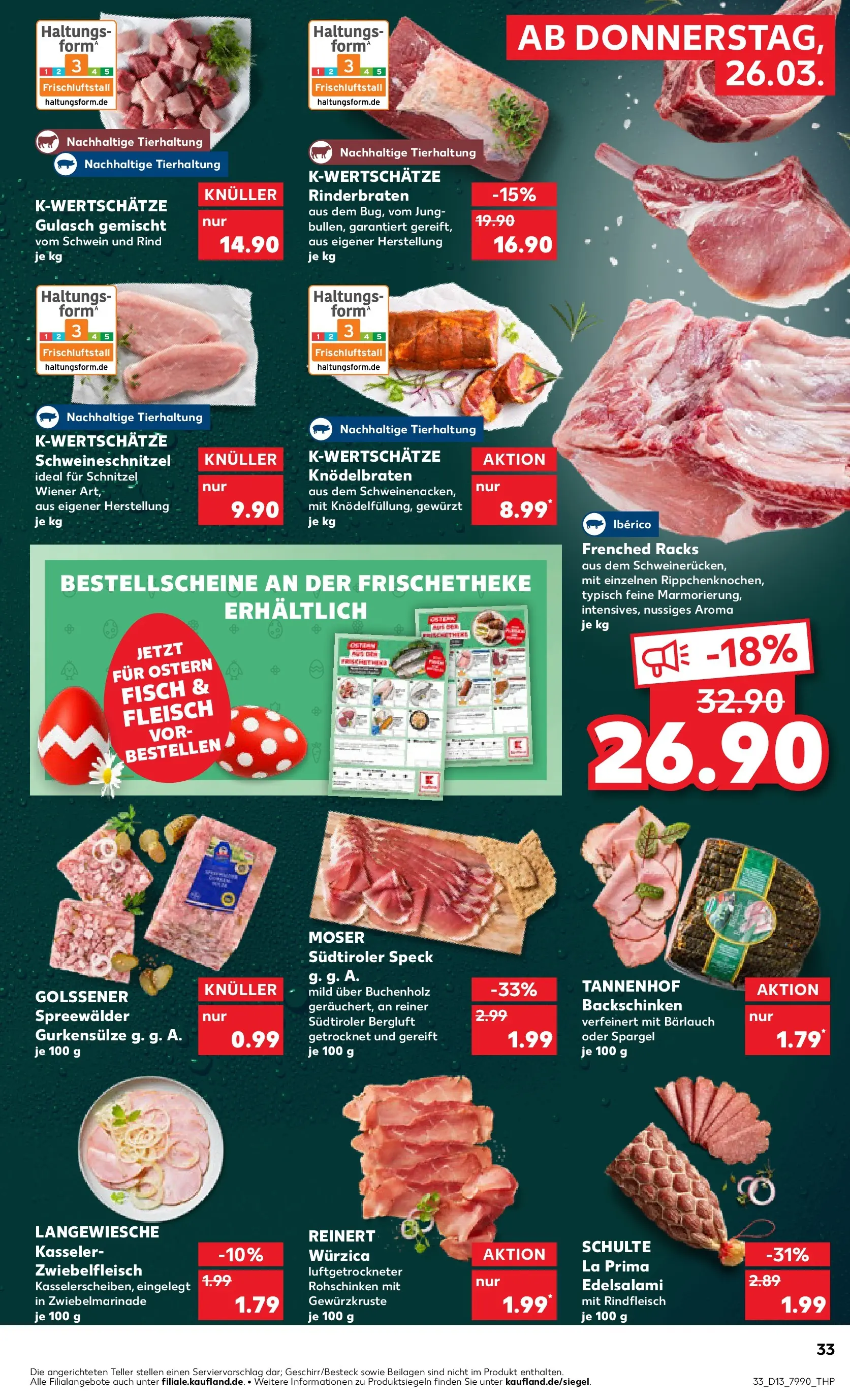 Prospekt Kaufland ab 26.03.2026 » Angebote Online zum Blättern | Seite: 33 | Produkte: Spargel, Fisch, Gulasch, Rindfleisch