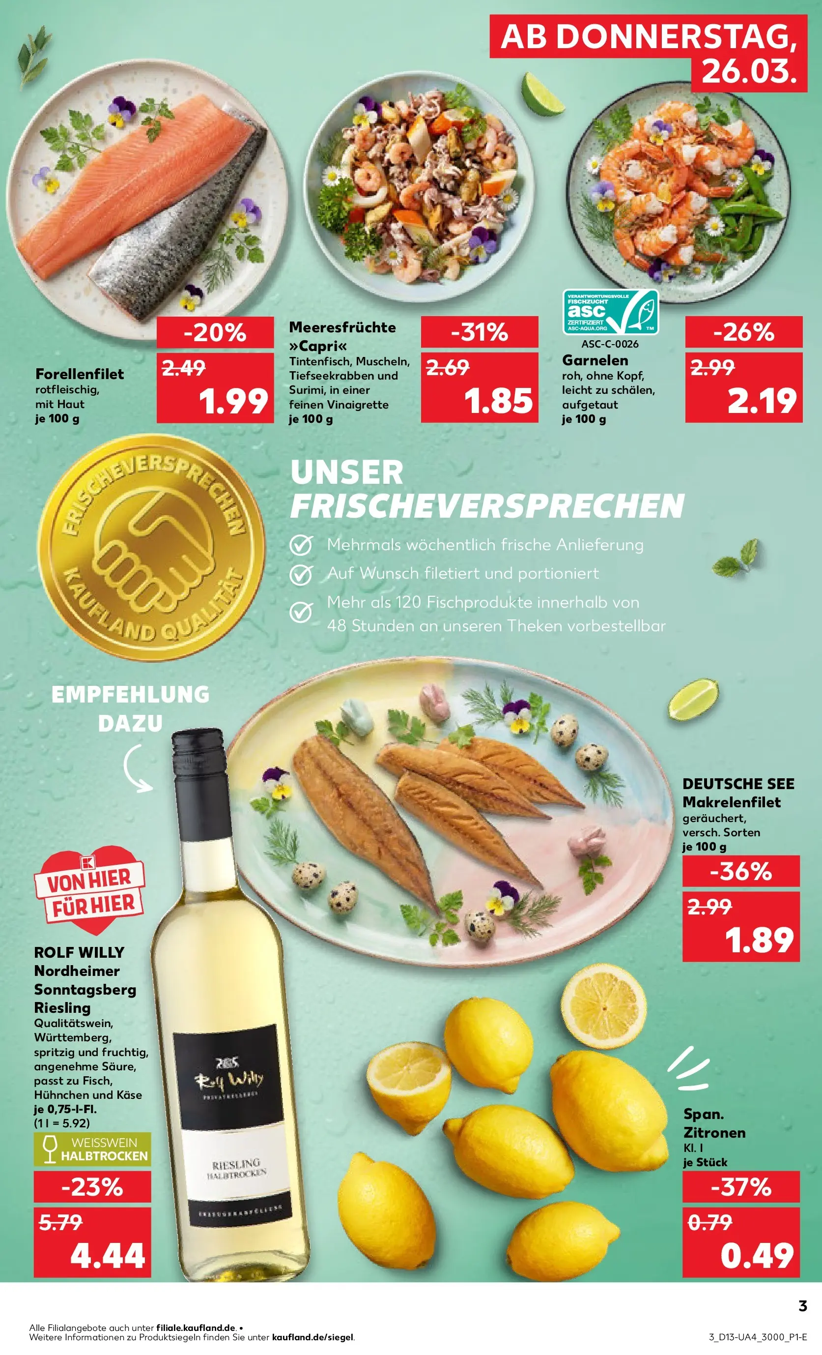 Prospekt Kaufland ab 26.03.2026 » Angebote Online zum Blättern | Seite: 71 | Produkte: Käse, Weißwein, Weißwein halbtrocken, Zitronen