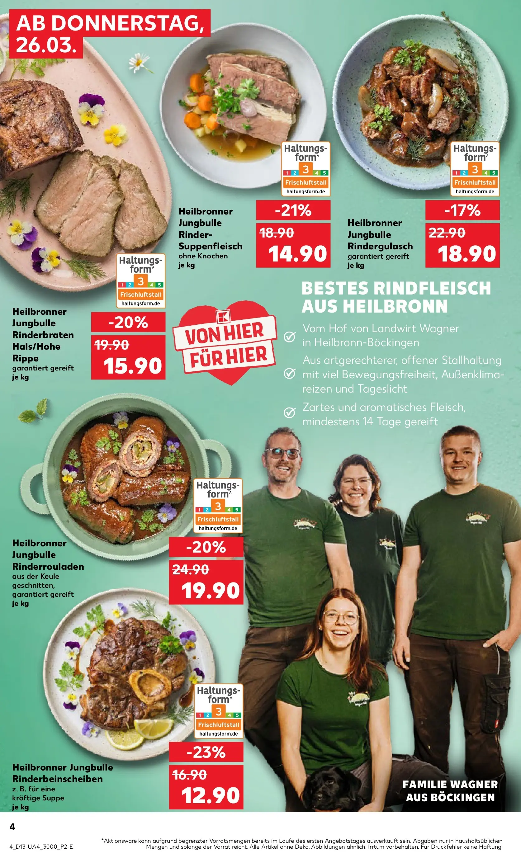 Prospekt Kaufland ab 26.03.2026 » Angebote Online zum Blättern | Seite: 72 | Produkte: Rinderrouladen, Rinderbraten, Rindergulasch, Suppenfleisch
