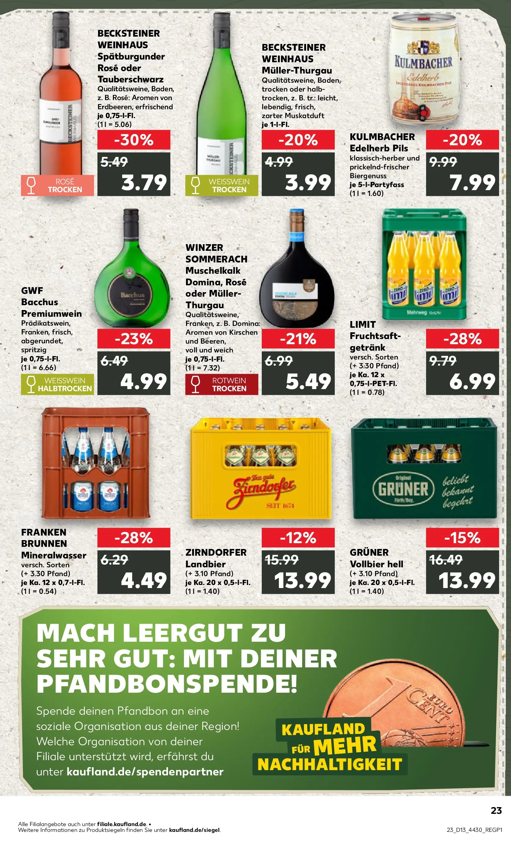 Prospekt Kaufland ab 25.03.2026 » Angebote und Werbung Online | Seite: 23 | Produkte: Weißwein, Mineralwasser, Kirschen, Fruchtsaft Prospekt Kaufland ab 25.03.2026 » Angebote Online zum Blättern | Seite: 23 | Produkte: Weißwein, Mineralwasser, Kirschen, Fruchtsaft