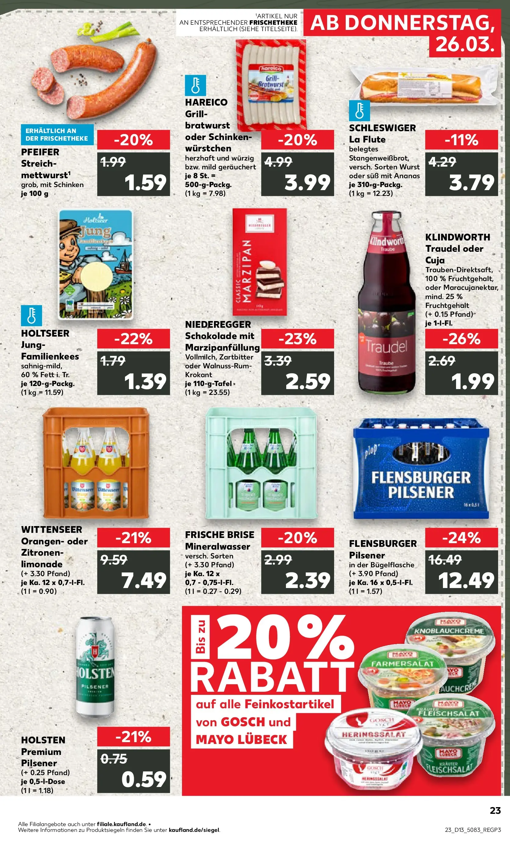 Prospekt Kaufland ab 25.03.2026 » Angebote Online zum Blättern | Seite: 23 | Produkte: Bratwurst, Ananas, Limonade, Zitronen