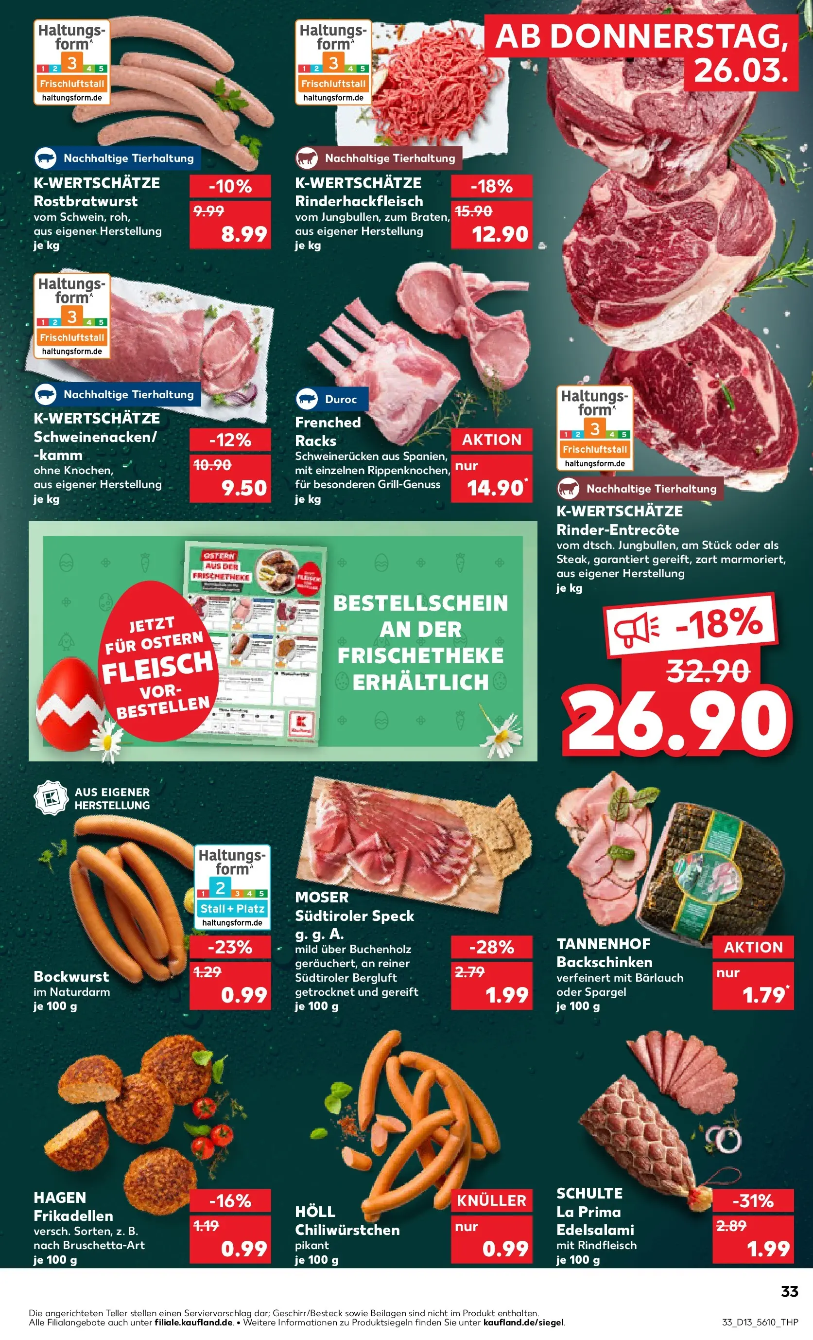 Prospekt Kaufland ab 26.03.2026 » Angebote Online zum Blättern | Seite: 33 | Produkte: Spargel, Schweinerucken, Salami, Fleisch