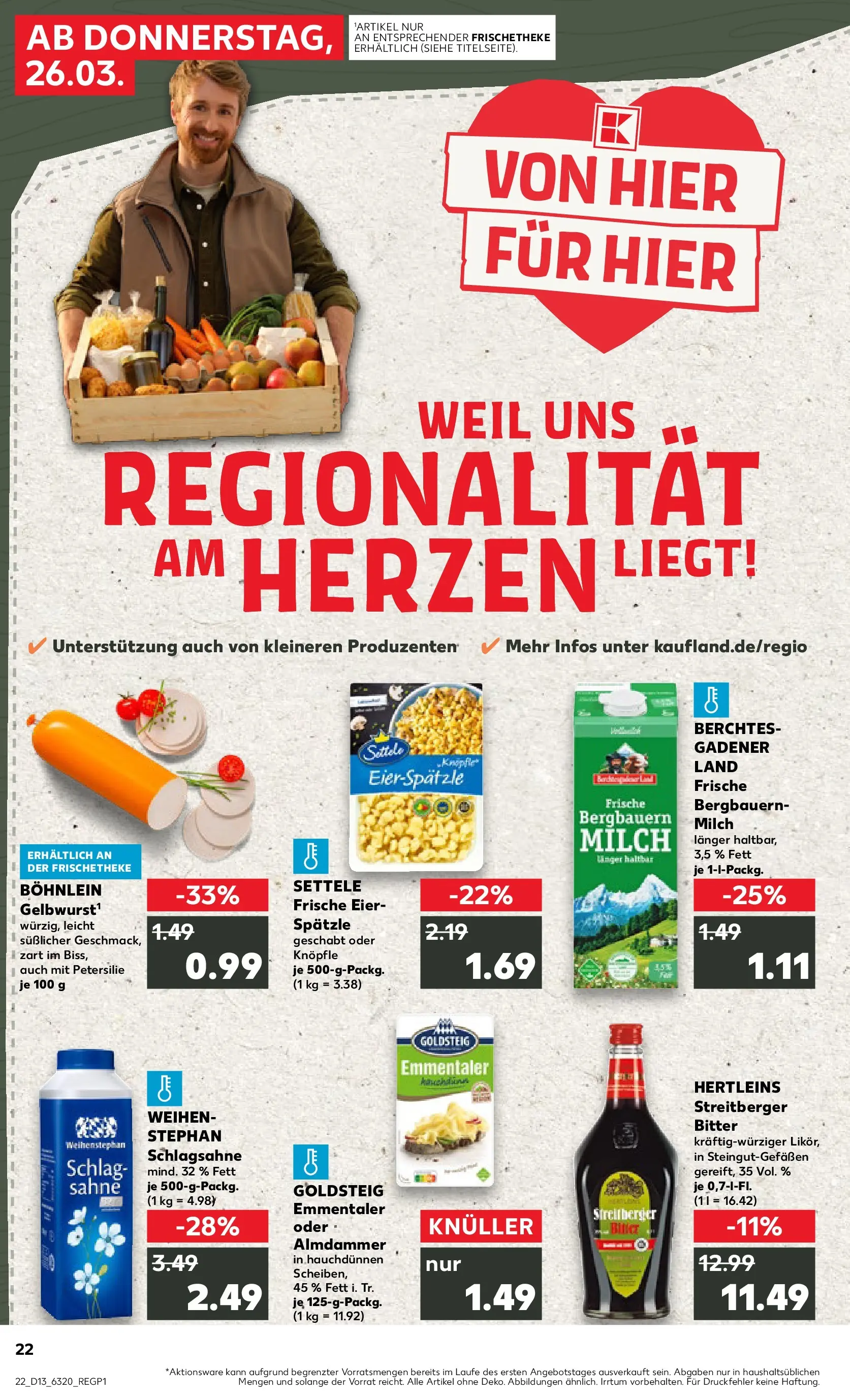 Prospekt Kaufland ab 25.03.2026 » Angebote Online zum Blättern | Seite: 22 | Produkte: Schlagsahne, Milch, Eier, Petersilie