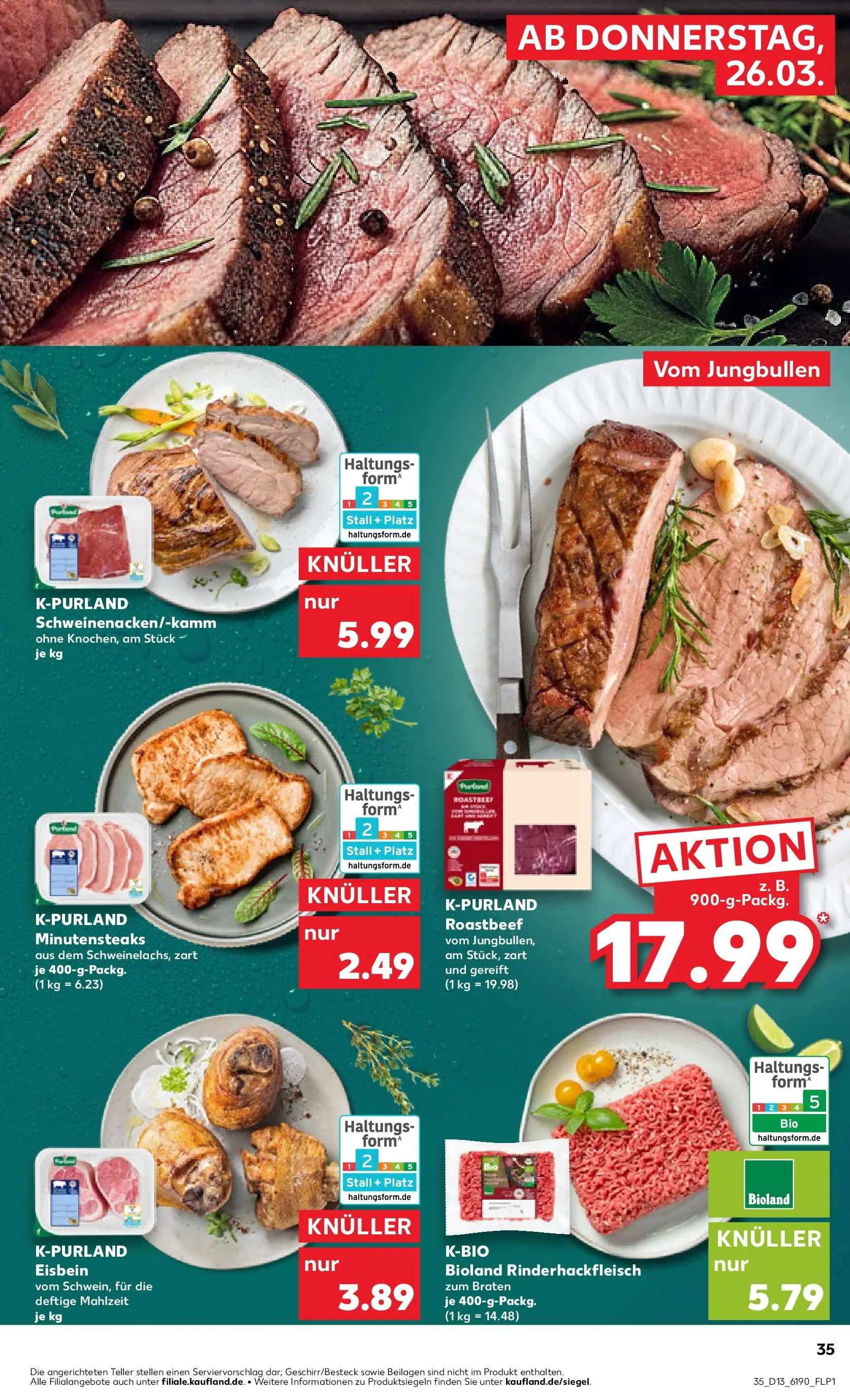 Prospekt Kaufland ab 26.03.2026 » Angebote und Werbung Online | Seite: 35 | Produkte: Roastbeef Prospekt Kaufland ab 26.03.2026 » Angebote Online zum Blättern | Seite: 35 | Produkte: Roastbeef