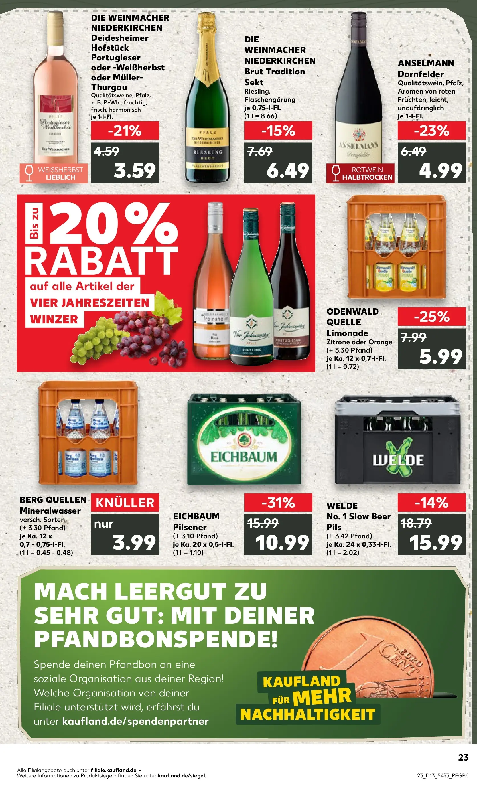 Prospekt Kaufland ab 26.03.2026 » Angebote Online zum Blättern | Seite: 23 | Produkte: Rotwein, Sekt, Pils, Mineralwasser