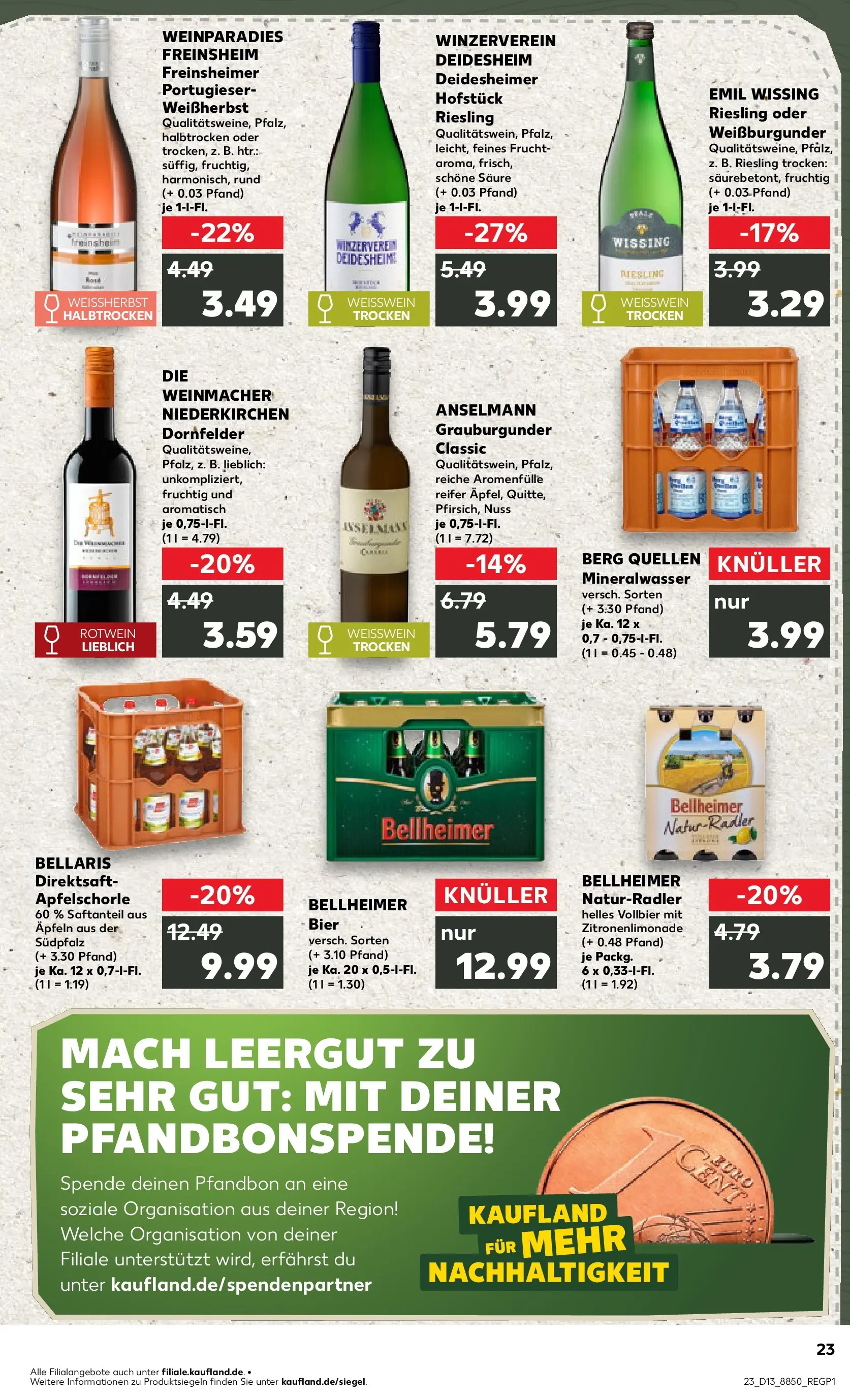 Prospekt Kaufland ab 26.03.2026 » Angebote Online zum Blättern | Seite: 23 | Produkte: Bier, Weißwein, Mineralwasser, Apple
