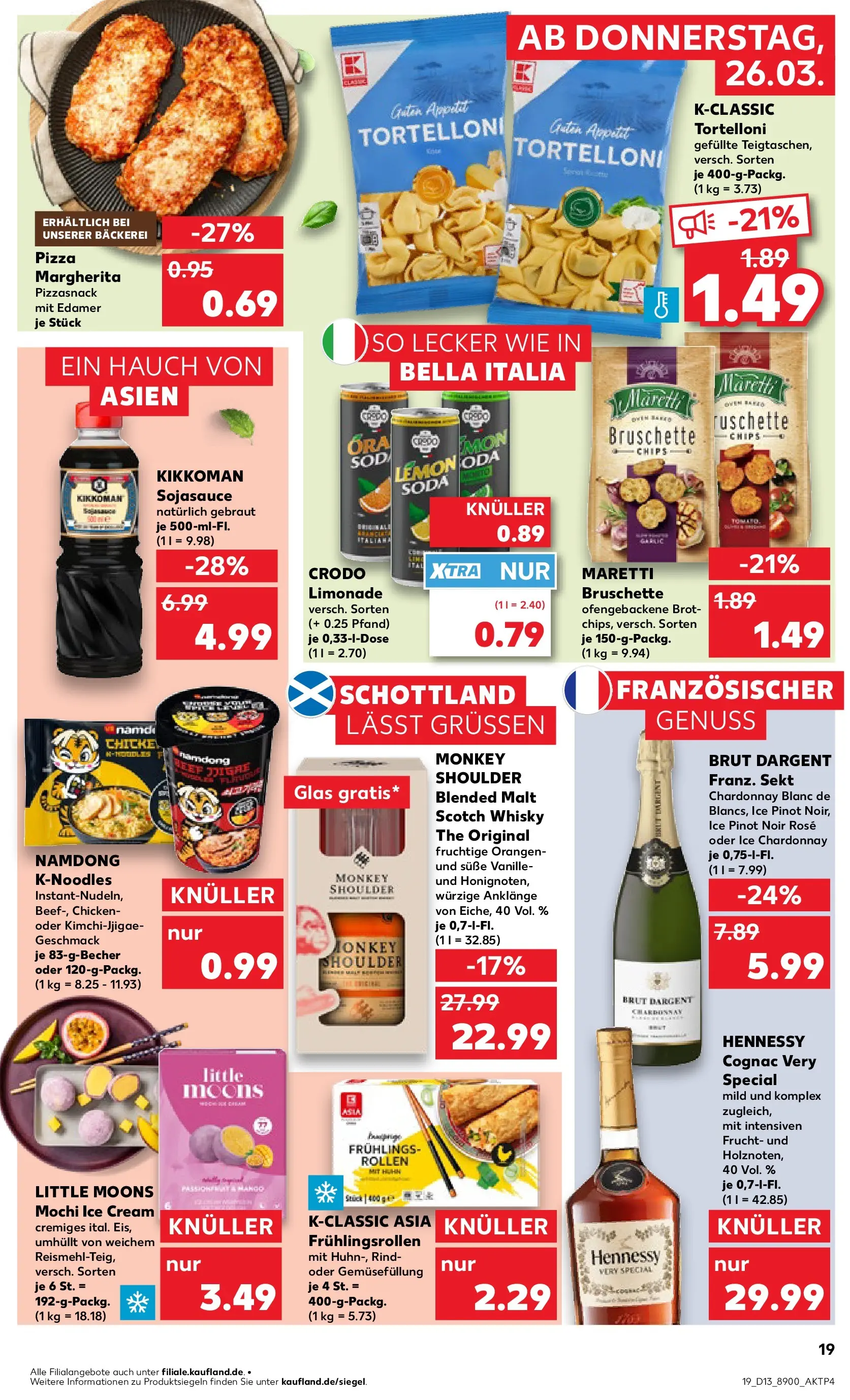 Prospekt Kaufland ab 26.03.2026 » Angebote Online zum Blättern | Seite: 19 | Produkte: Whisky, Limonade, Pasta, Brot
