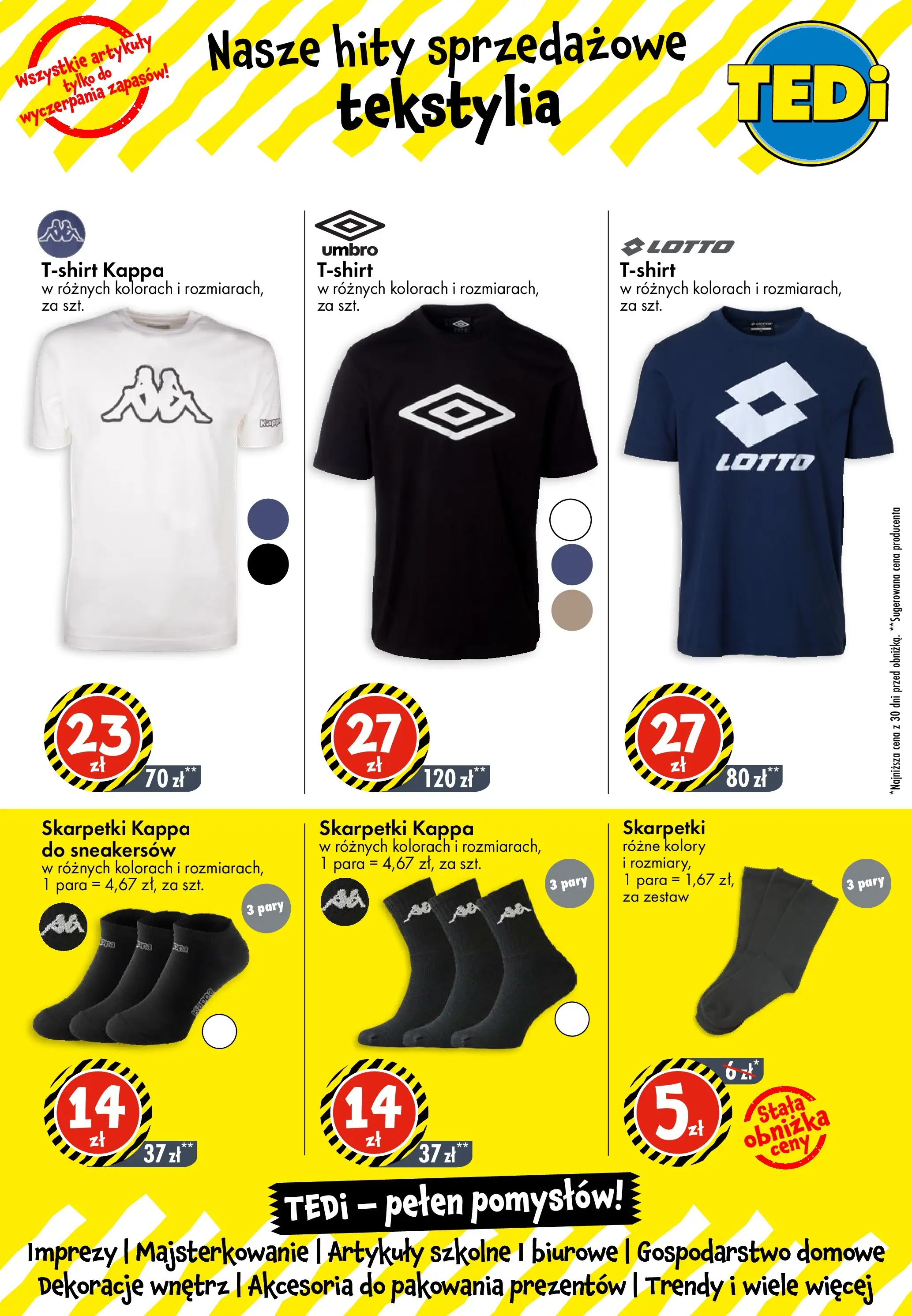 TEDi gazetka - Sosnowiec od (21.03.2026 - 28.03.2026) | Strona: 2 | Produkty: Skarpetki, Artykuły szkolne, Tekstylia