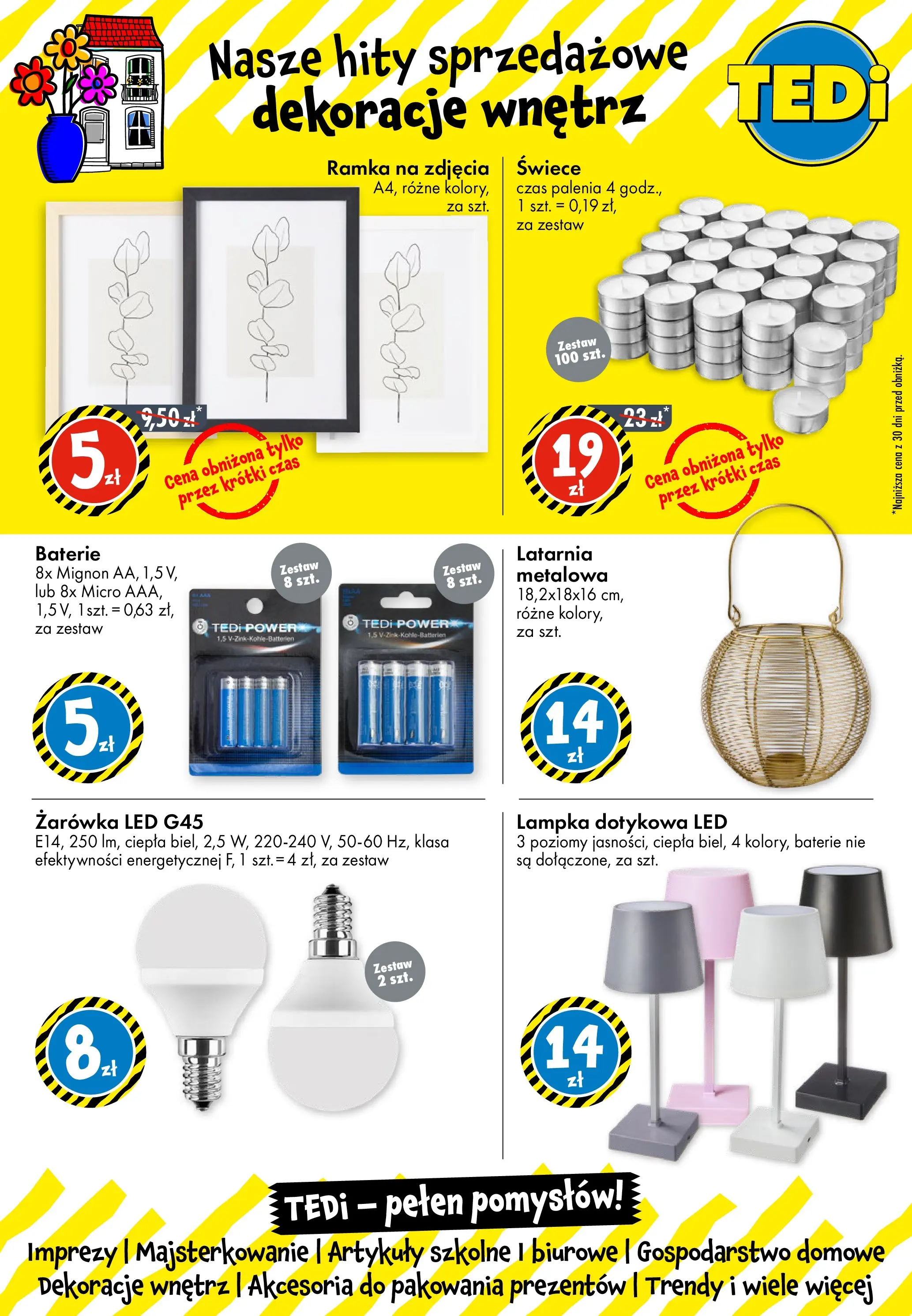TEDi gazetka - Sosnowiec od (21.03.2026 - 28.03.2026) | Strona: 13 | Produkty: Baterie, Artykuły szkolne, Świece, Ramka
