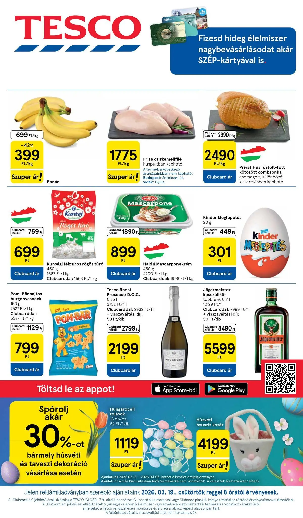Tesco akciós újság - 2026.03.19.-tól - online | Oldal: 1 | Termékek: Jägermeister, Rögös túró, Banán, Combsonka