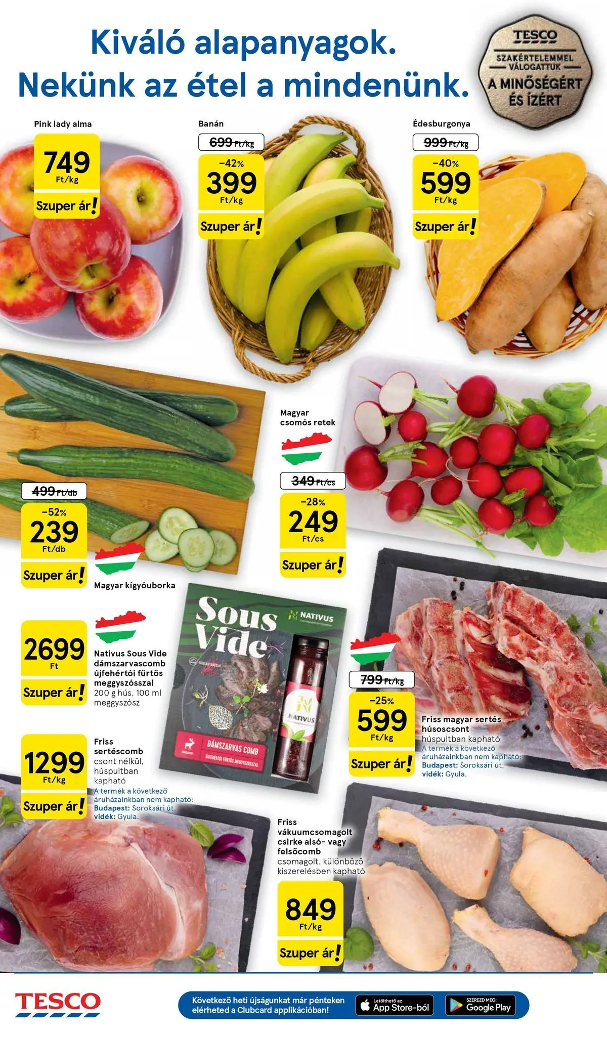 Tesco akciós újság - 2026.03.19.-tól - online | Oldal: 2 | Termékek: Kígyóuborka, Sertéscomb, Retek, Alma