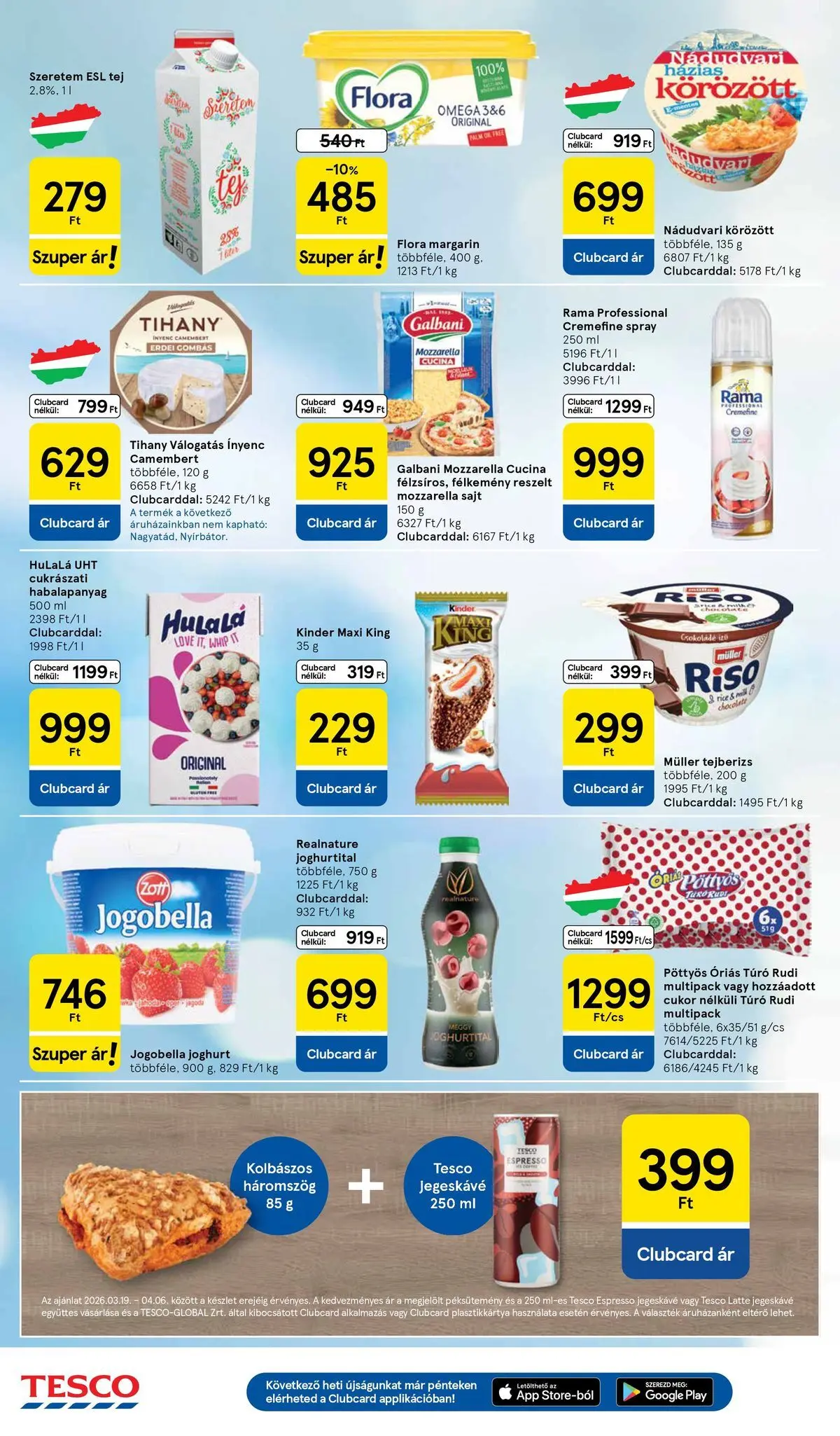 Tesco akciós újság - 2026.03.19.-tól - online | Oldal: 4 | Termékek: Körözött, Joghurt, Camembert, Cukor