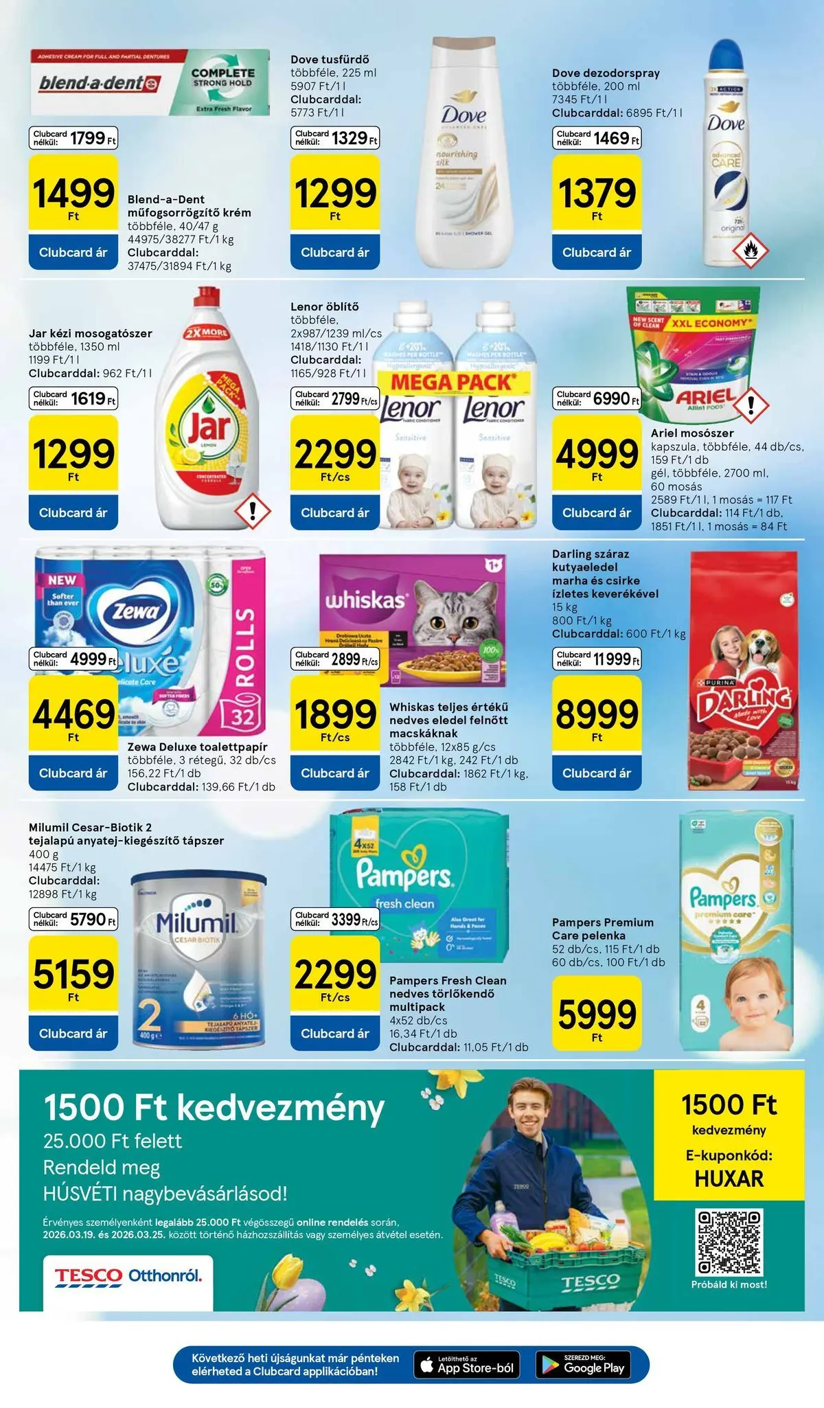 Tesco akciós újság - 2026.03.19.-tól - online | Oldal: 7 | Termékek: Kutyaeledel, Whiskas, Öblítő, Tusfürdő