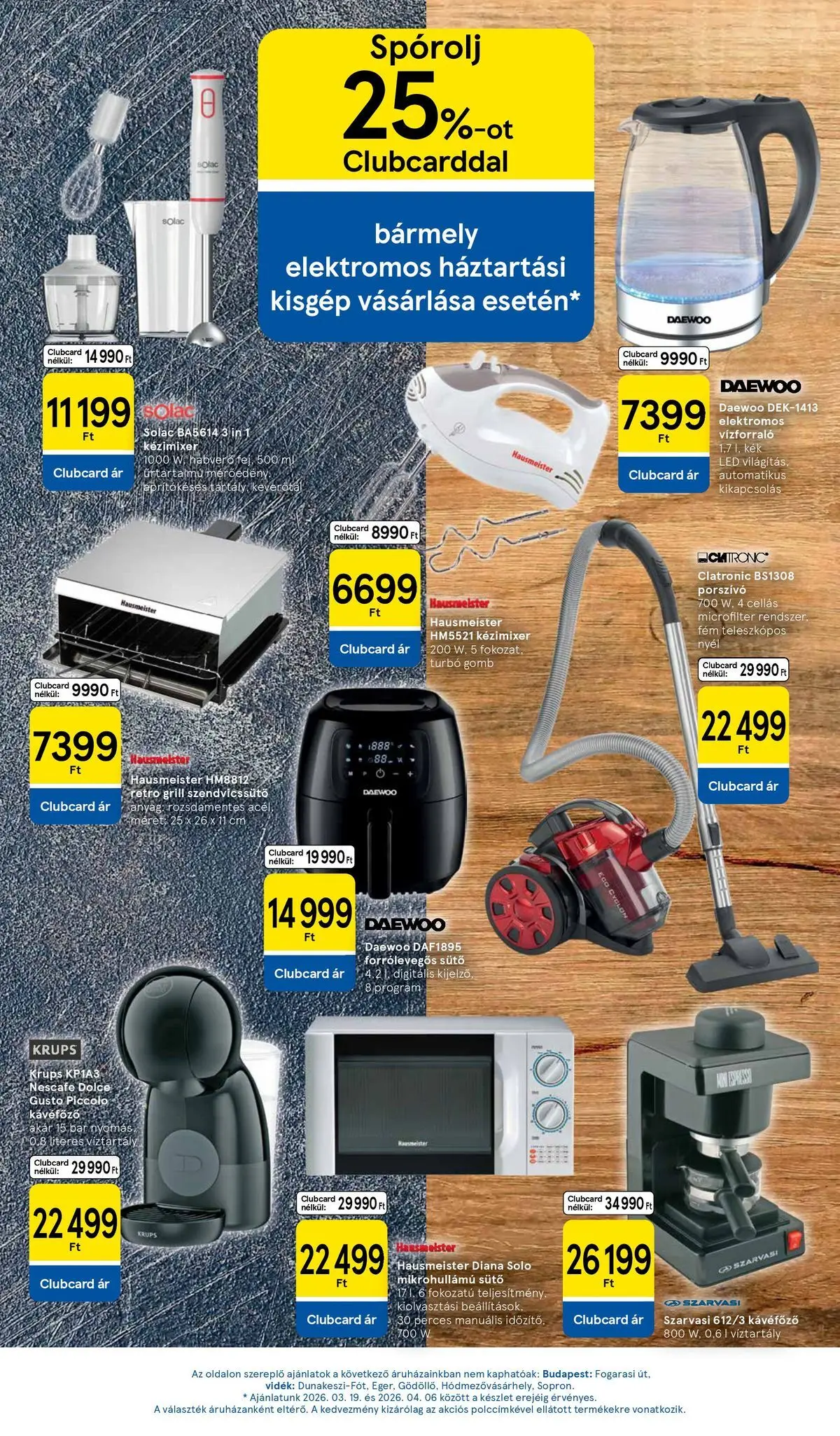 Tesco akciós újság - 2026.03.19.-tól - online | Oldal: 15 | Termékek: Grill, Vízforraló, Habverő, Szendvicssütő