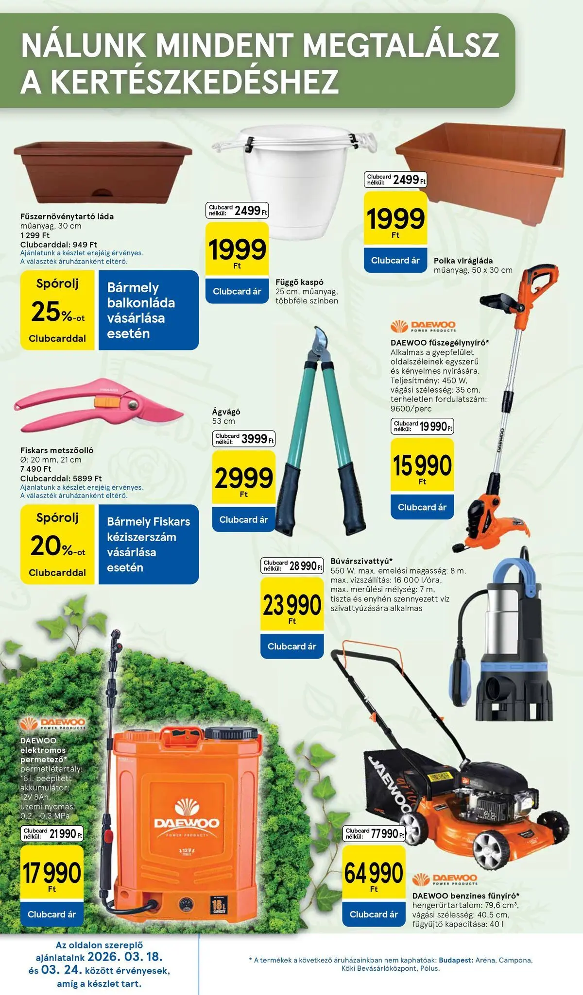 Tesco akciós újság - 2026.03.19.-tól - online | Oldal: 34 | Termékek: Permetező, Balkonláda, Metszőolló, Ágvágó