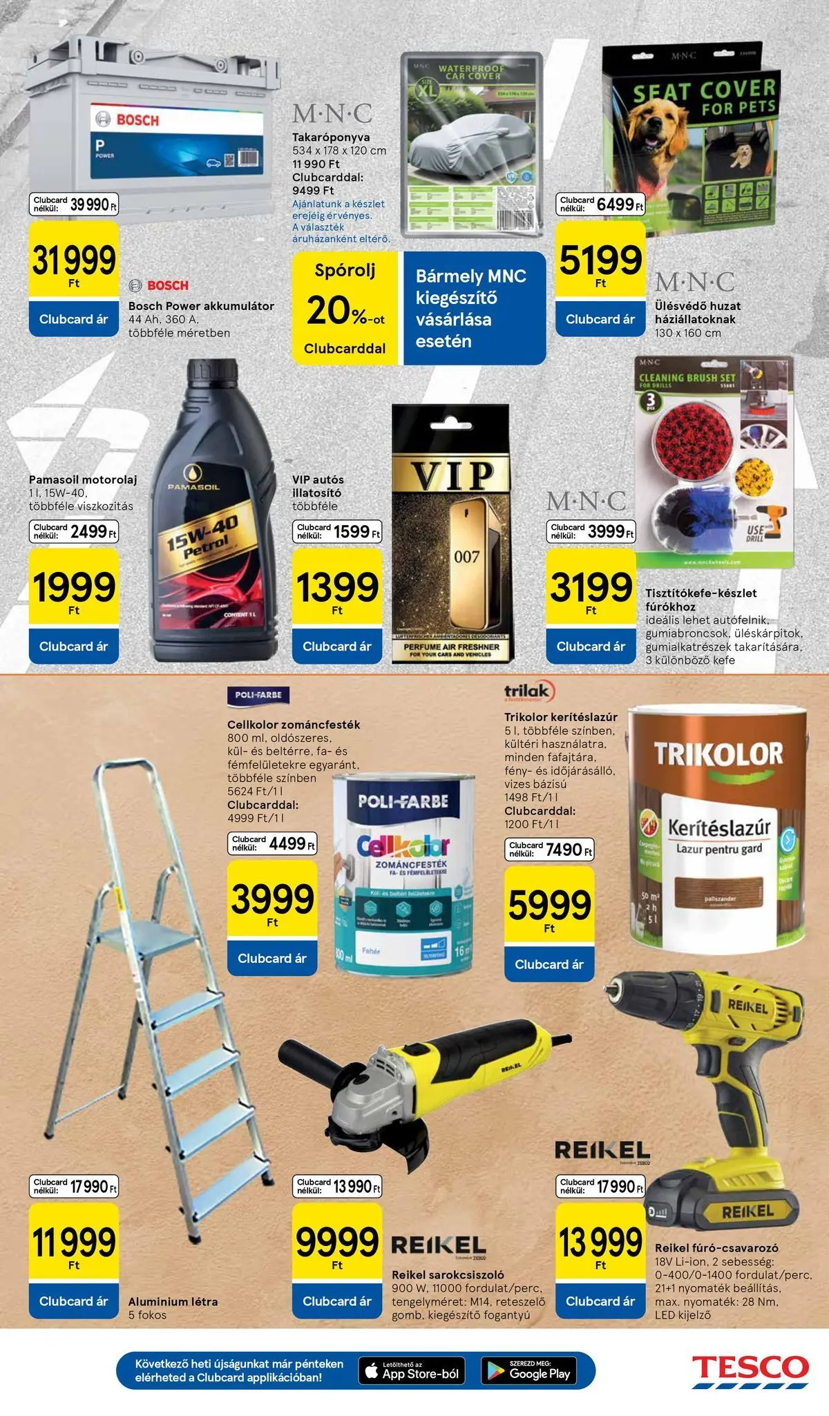 Tesco akciós újság - 2026.03.19.-tól - online | Oldal: 35 | Termékek: Takaróponyva, Sarokcsiszoló, Akkumulátor, Kefe