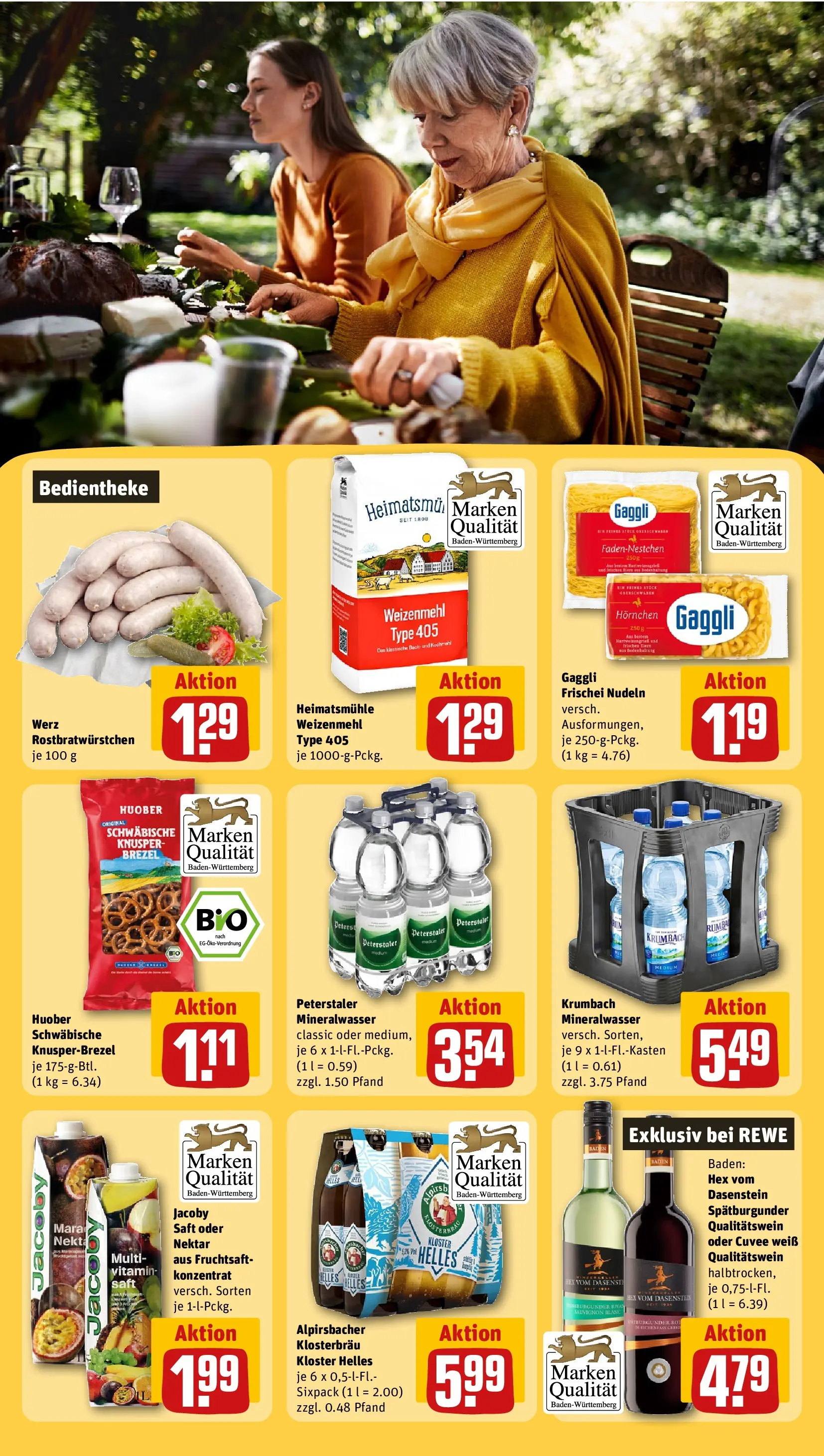 REWE Prospekt ab 22.03.2026 zum Blättern » Angebote | Seite: 27 | Produkte: Weizenmehl, Mineralwasser, Pasta, Fruchtsaft