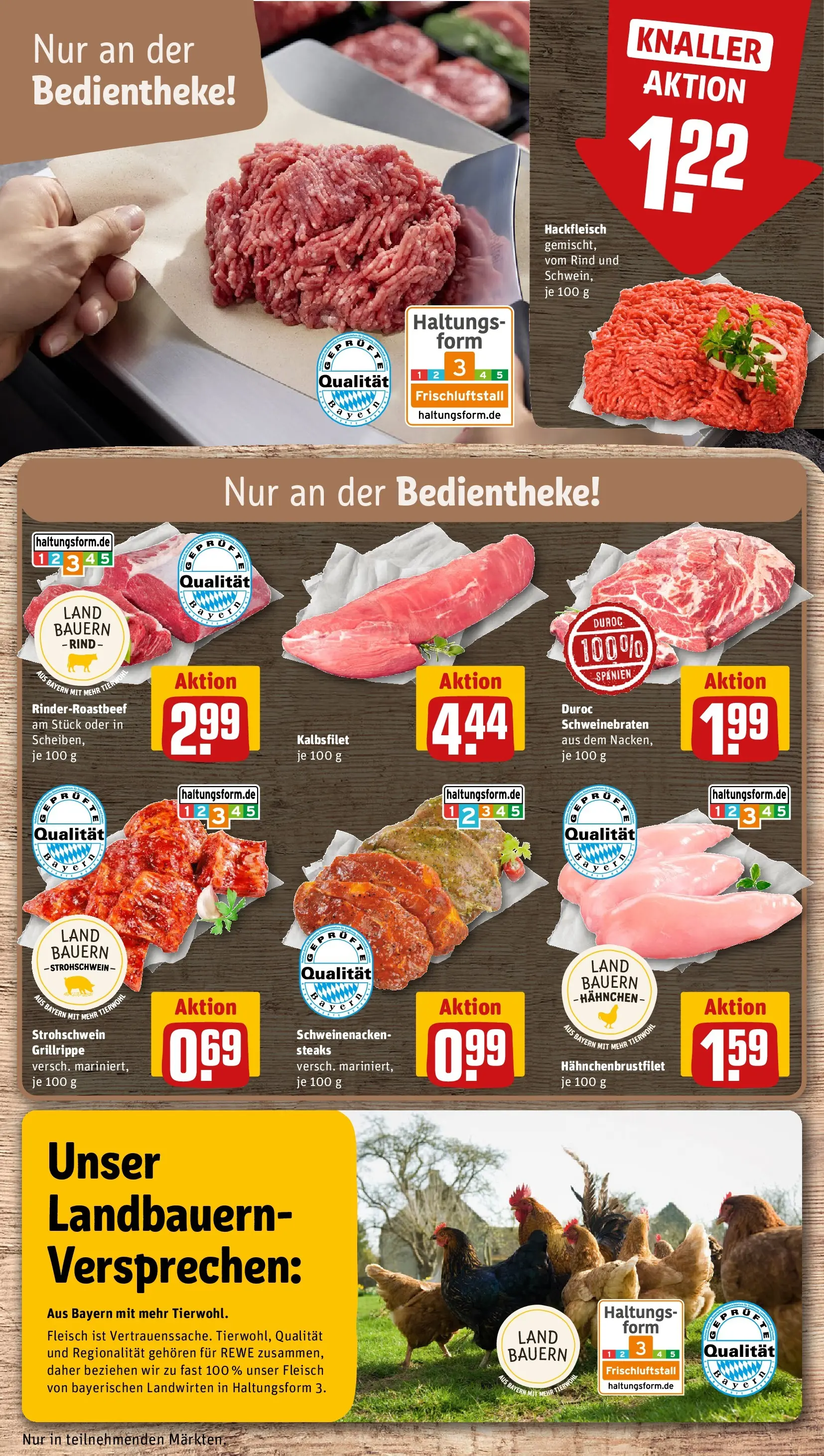 REWE Prospekt ab 22.03.2026 zum Blättern » Angebote | Seite: 12 | Produkte: Hahnchen, Schweinenacken, Fleisch, Hackfleisch