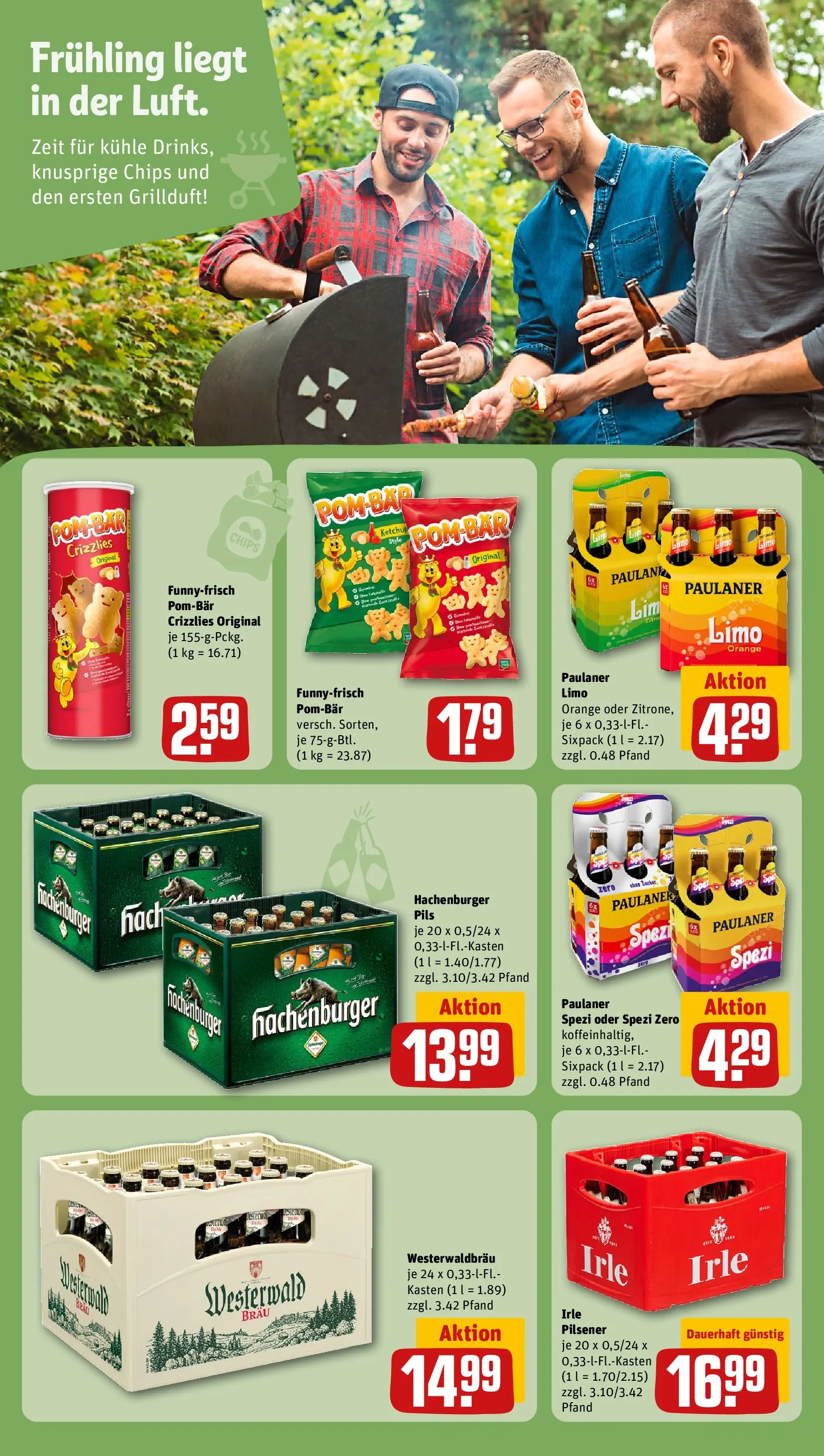 REWE Prospekt ab 23.03.2026 zum Blättern » Angebote | Seite: 13 | Produkte: Pils, POM-BÄR, Chips, Ketchup