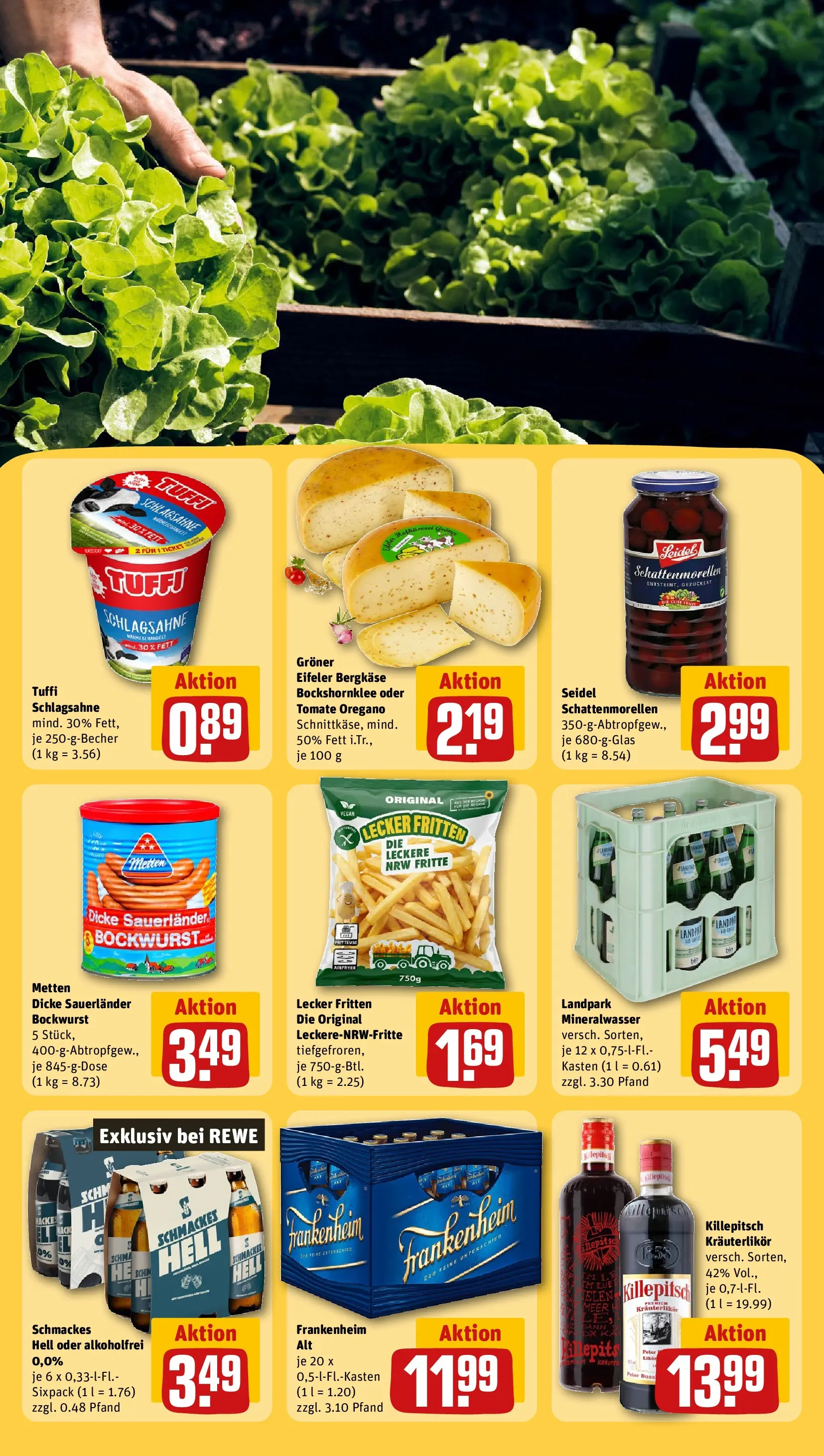 REWE Prospekt ab 22.03.2026 zum Blättern » Angebote | Seite: 25 | Produkte: Bockwurst, Dicke sauerlander bockwurst, Schlagsahne, Mineralwasser