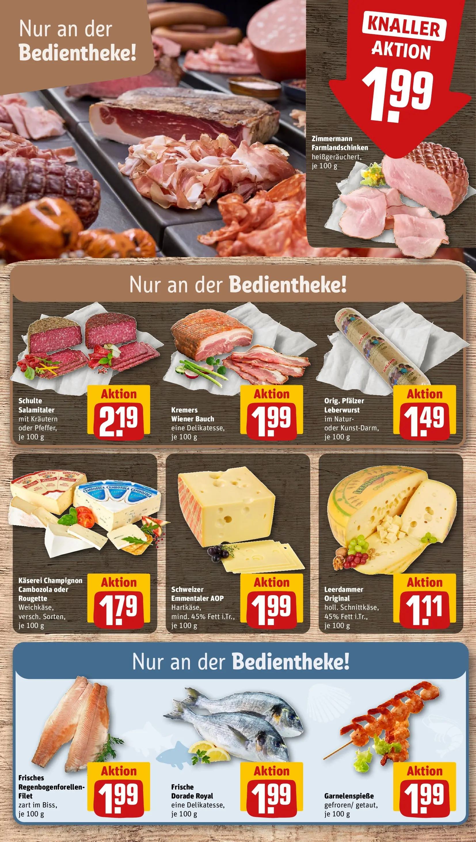 REWE Prospekt ab 23.03.2026 zum Blättern » Angebote | Seite: 11 | Produkte: Dorade, Leerdammer, Salami