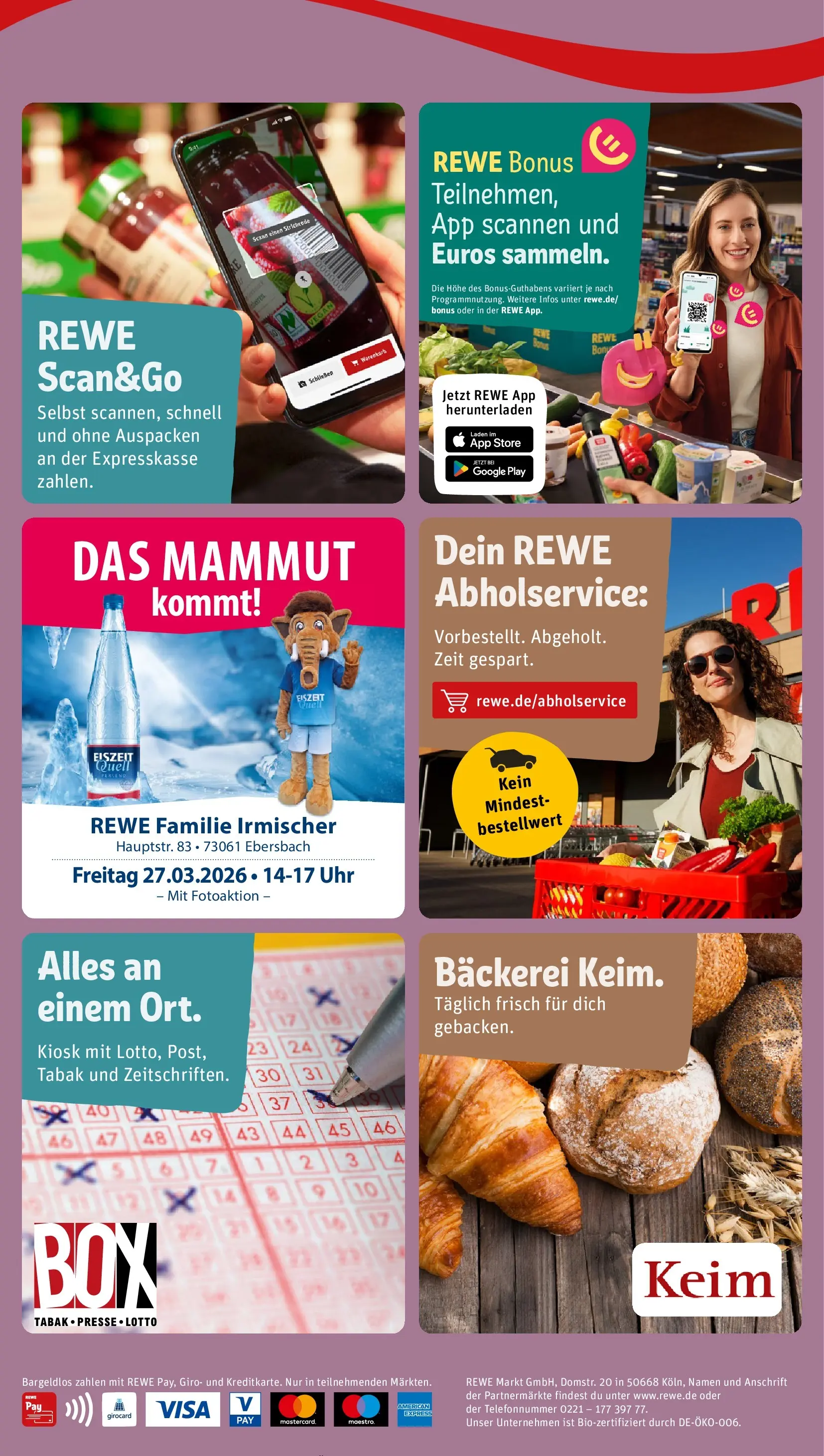 REWE Prospekt ab 23.03.2026 zum Blättern » Angebote | Seite: 4 | Produkte: Bäckerei, Wasser, Uhr