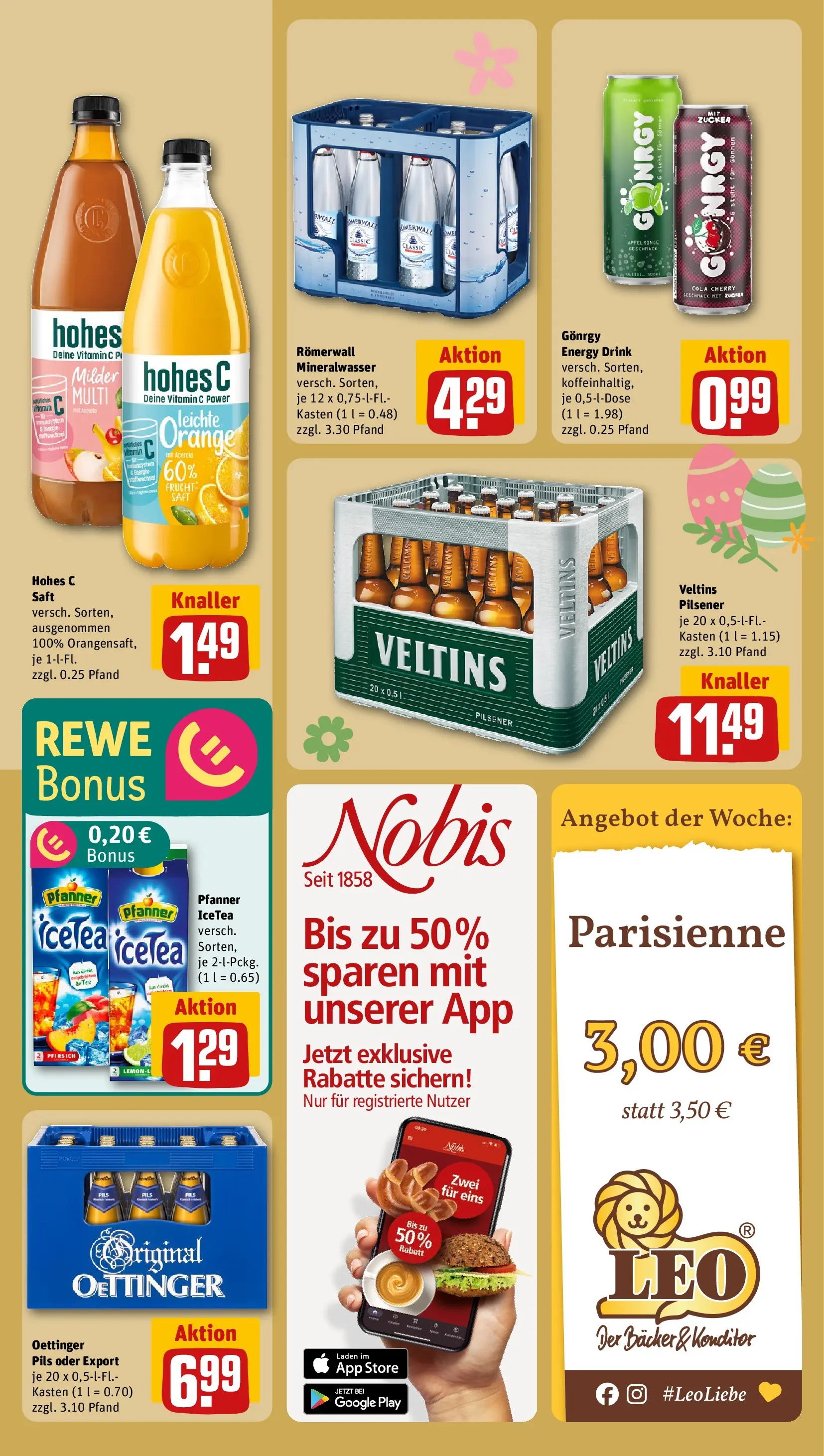 REWE Prospekt ab 23.03.2026 zum Blättern » Angebote | Seite: 16 | Produkte: Pils, Mineralwasser, Zucker, Hohes c