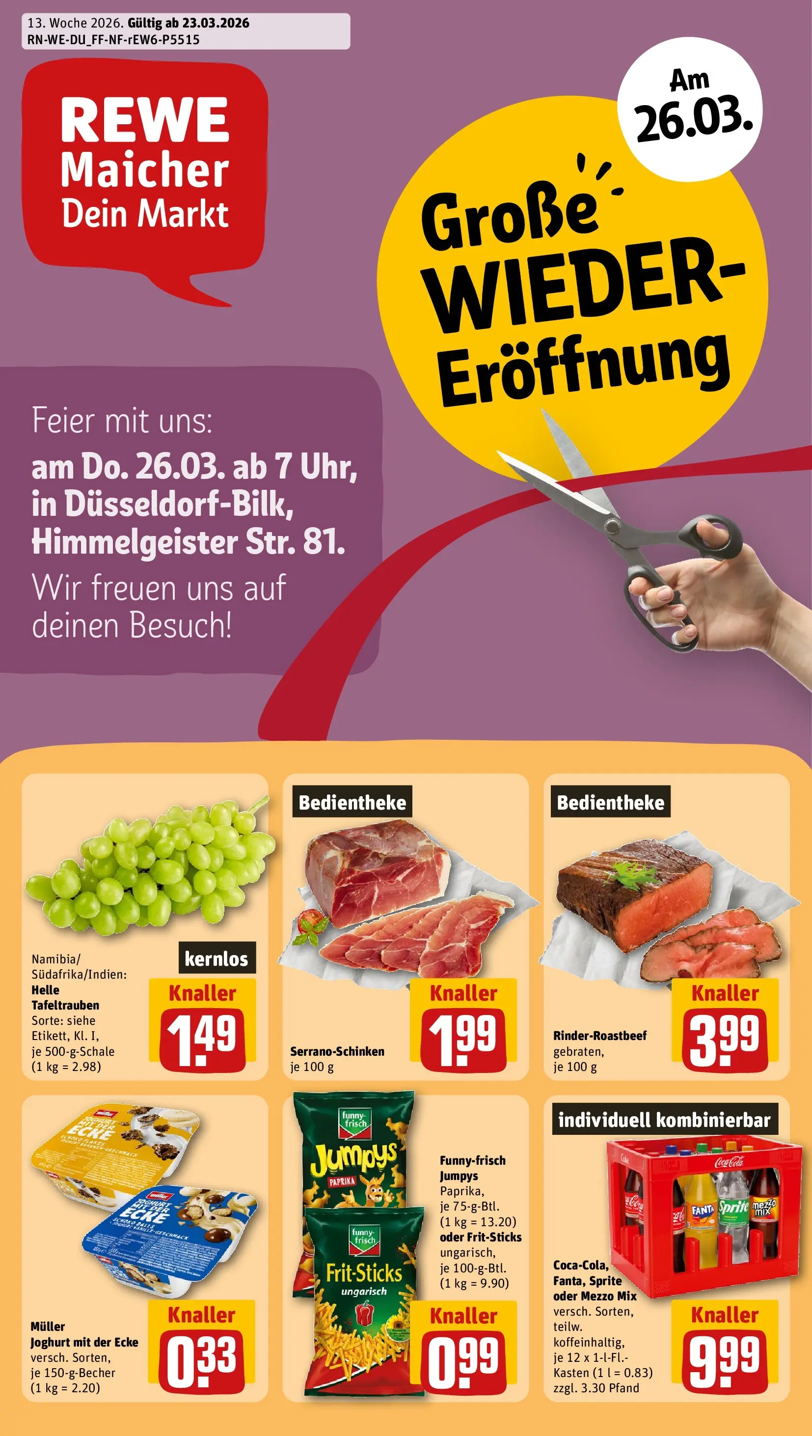 REWE Prospekt ab 23.03.2026 zum Blättern » Angebote | Seite: 1 | Produkte: Mezzo mix, Paprika, Oder mezzo mix, Chips