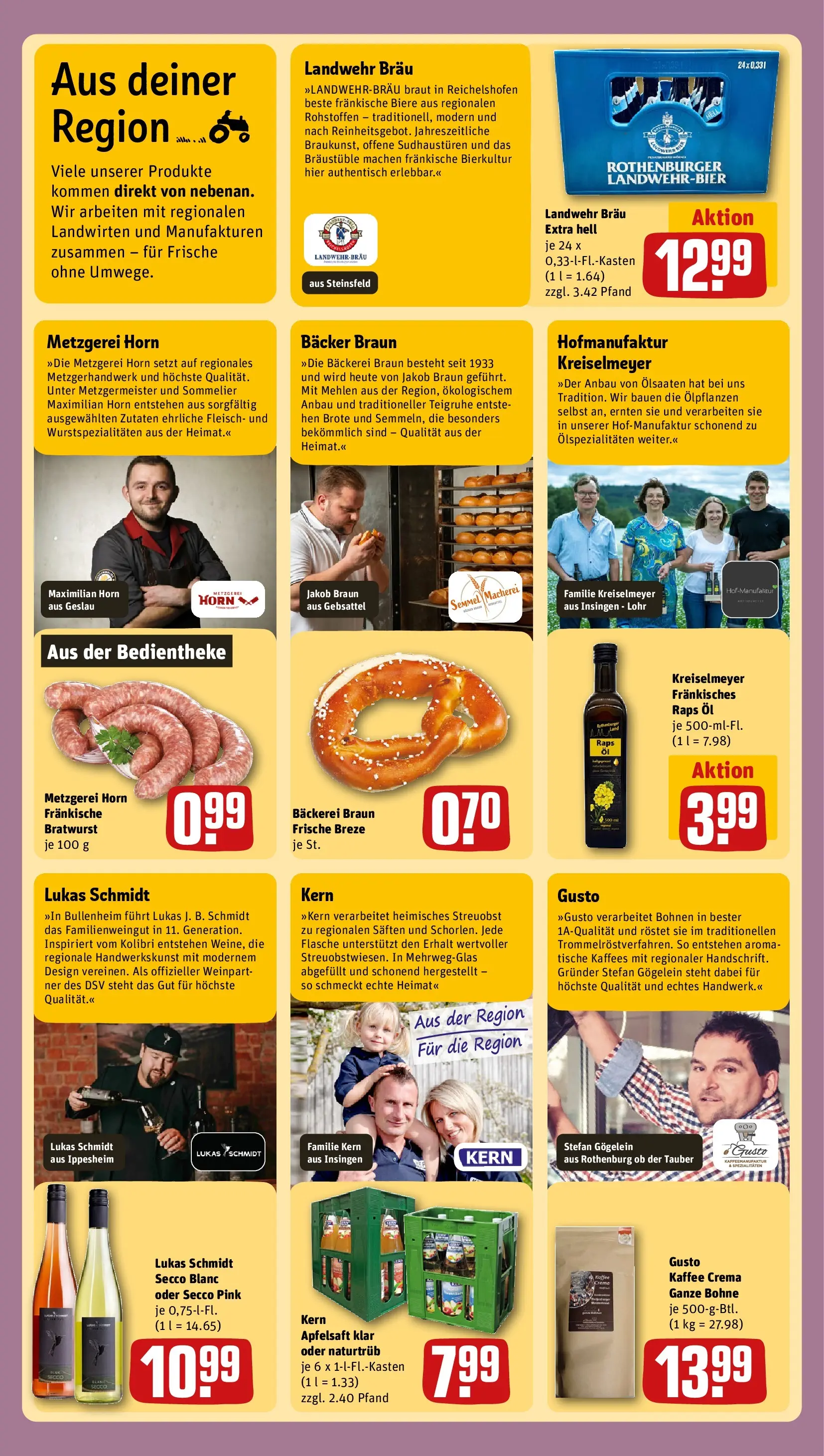 REWE Prospekt ab 23.03.2026 zum Blättern » Angebote | Seite: 2 | Produkte: Bäckerei, Öl, Bratwurst, Apple