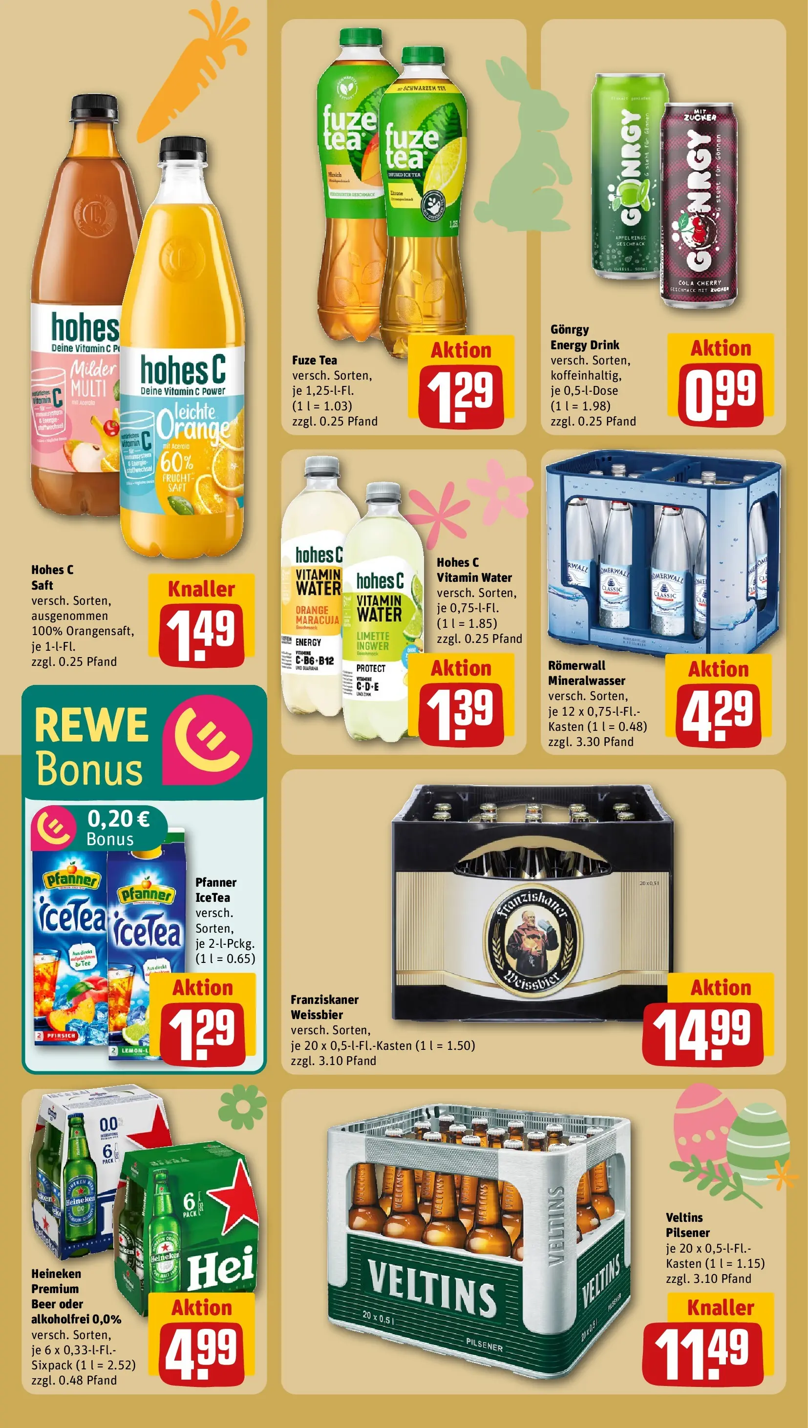 REWE Prospekt ab 23.03.2026 zum Blättern » Angebote | Seite: 16 | Produkte: Franziskaner, Energy, Zucker, Pfirsich