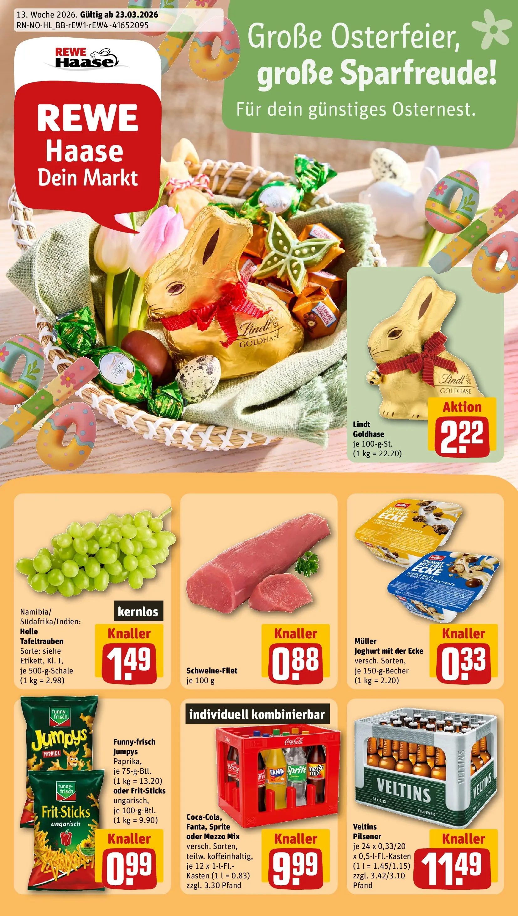 REWE Prospekt ab 23.03.2026 zum Blättern » Angebote | Seite: 1 | Produkte: Sprite, Schweinefilet, Paprika, Chips