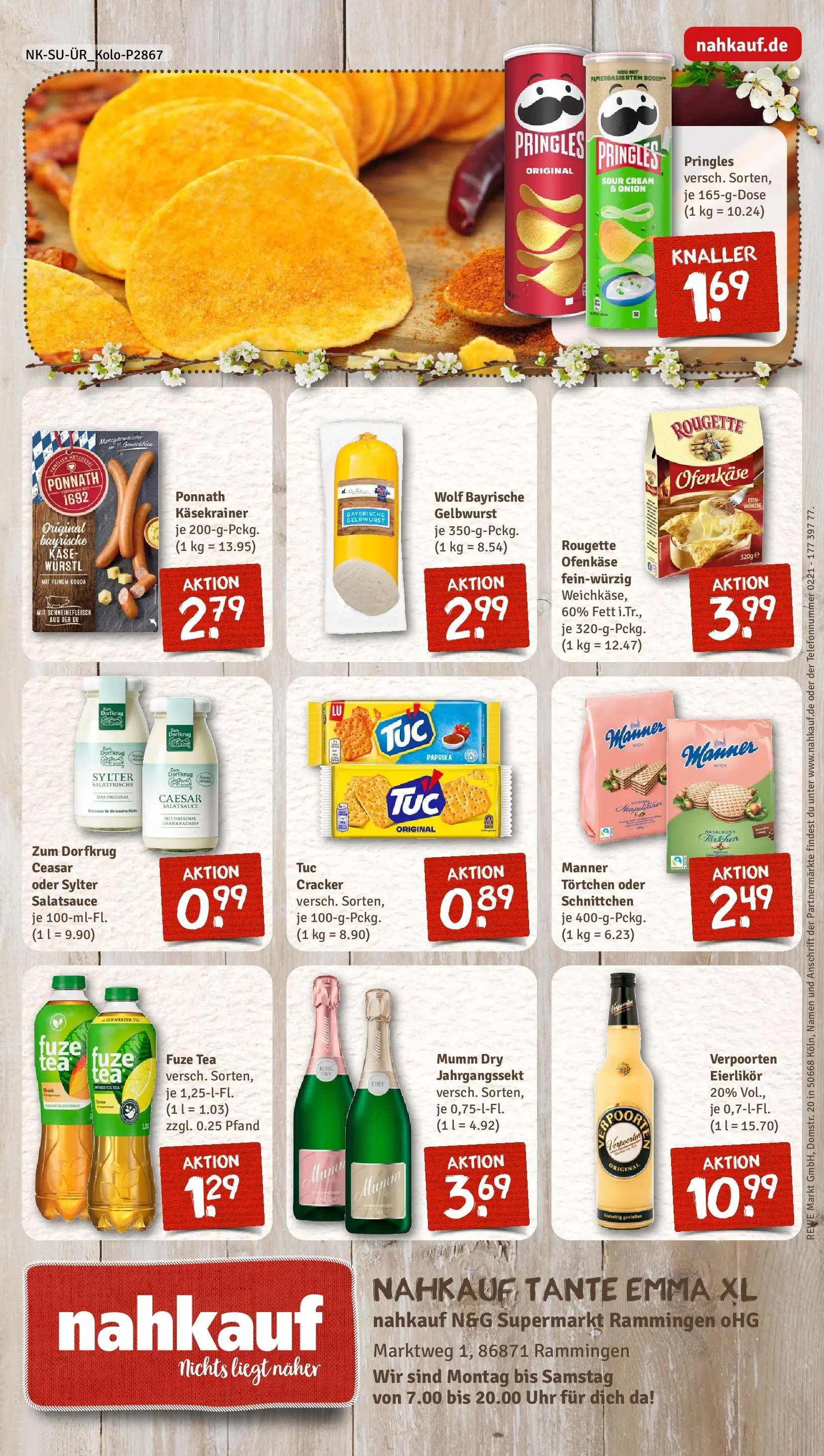 REWE Prospekt ab 23.03.2026 zum Blättern » Angebote | Seite: 12 | Produkte: Gouda, Würstl, Schweinefleisch, Pringles