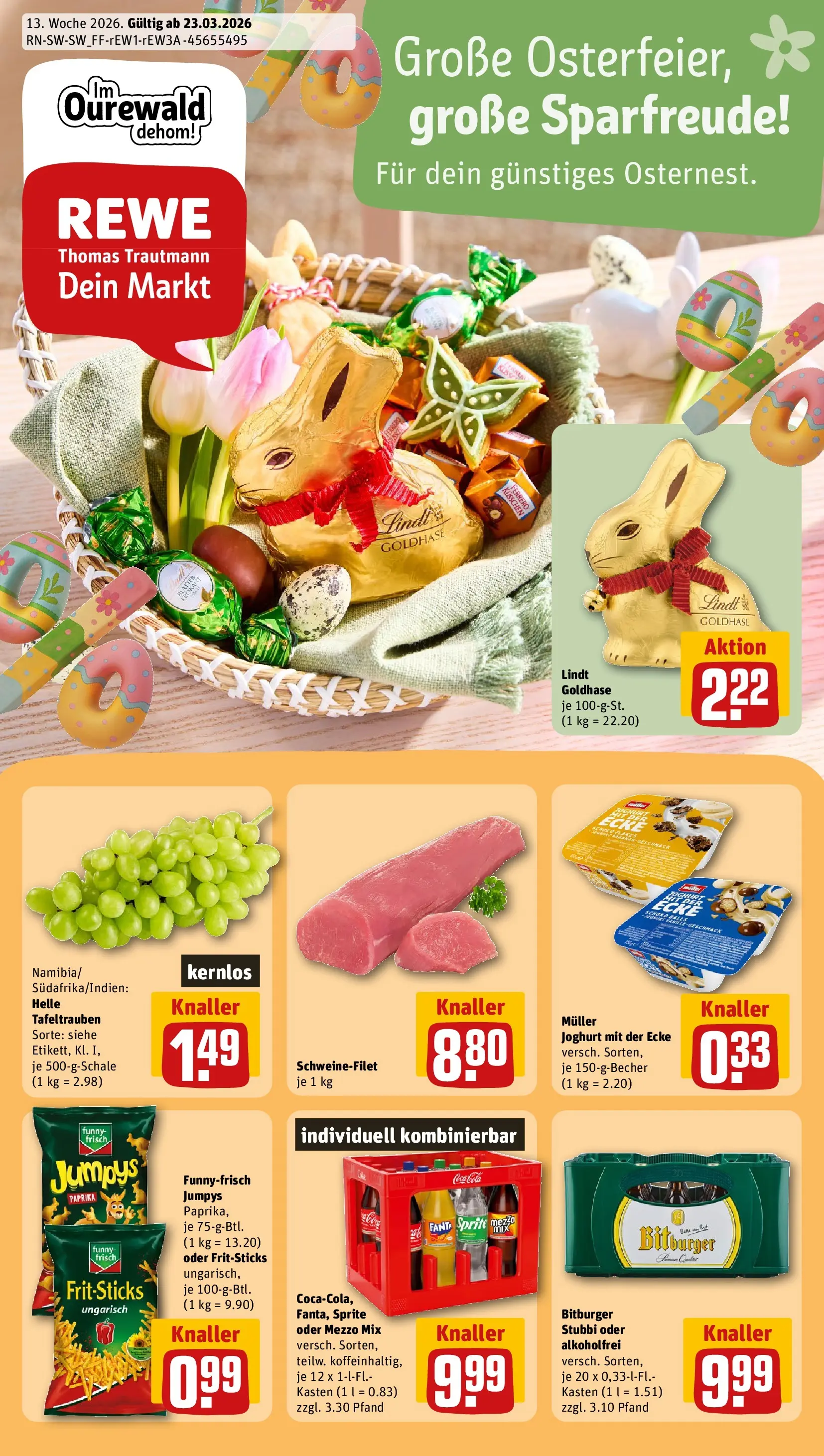 REWE Prospekt ab 23.03.2026 zum Blättern » Angebote | Seite: 1 | Produkte: Coca cola, Sprite, Cola, Paprika