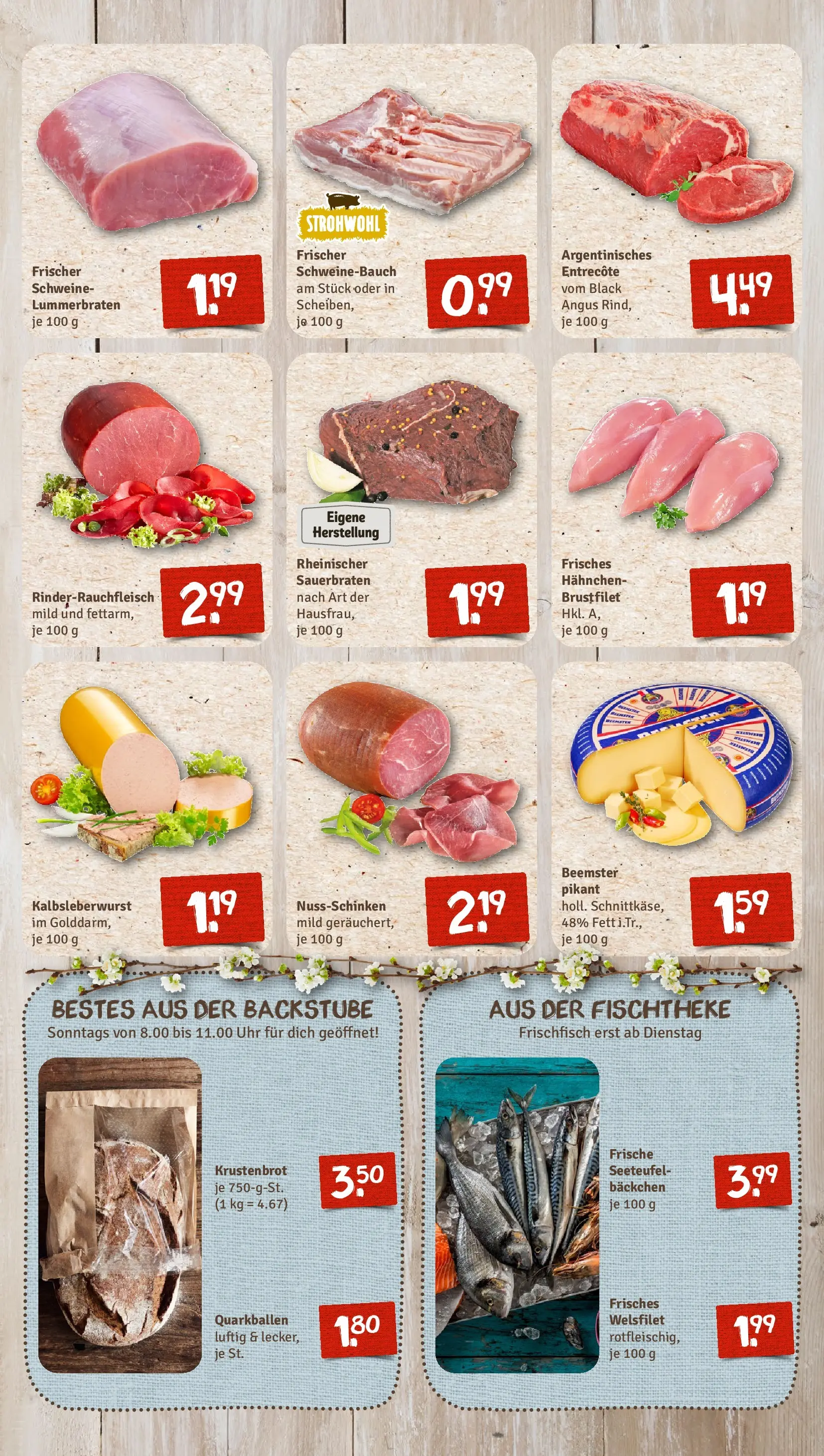 REWE Prospekt ab 23.03.2026 zum Blättern » Angebote | Seite: 11 | Produkte: Hahnchen, Schweinebauch, Entrecote, Steak