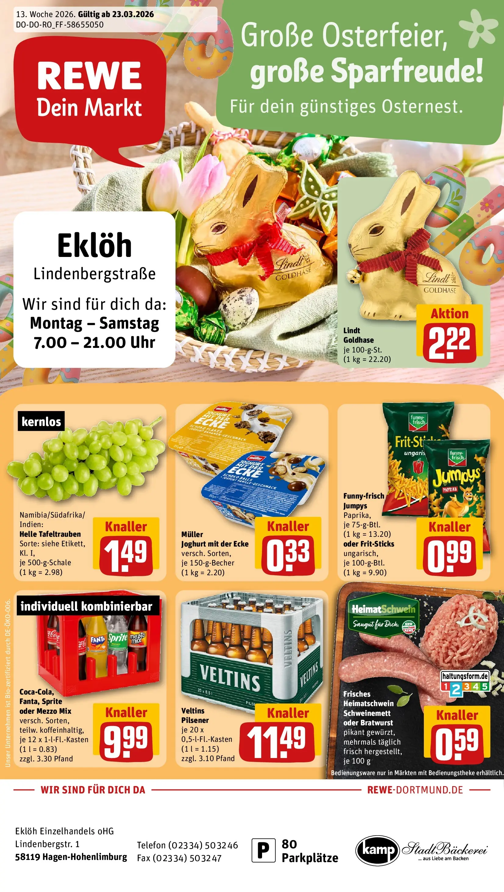 REWE Prospekt ab 23.03.2026 zum Blättern » Angebote | Seite: 1 | Produkte: Bäckerei, Joghurt, Paprika, Oder mezzo mix