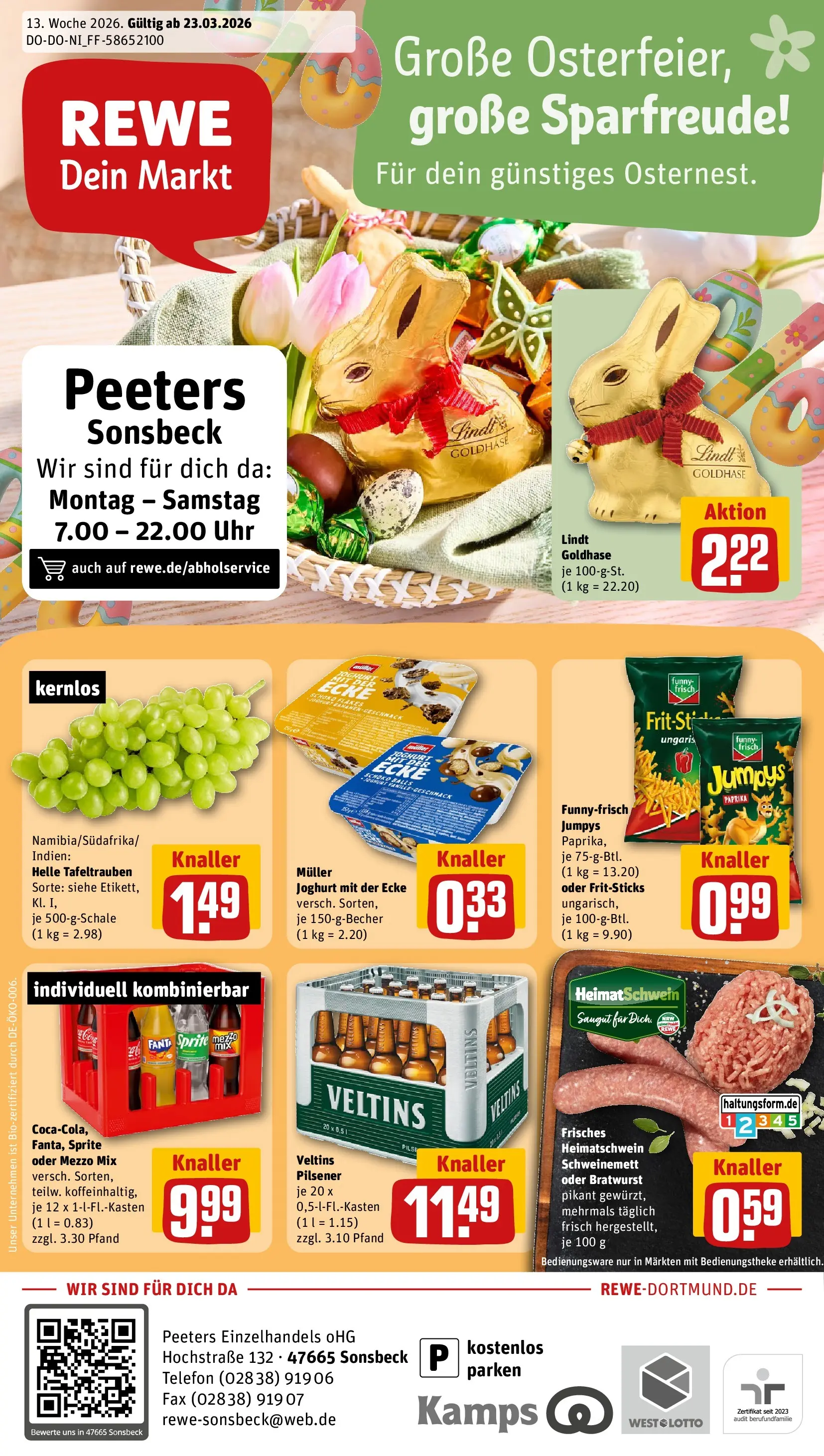 REWE Prospekt ab 23.03.2026 zum Blättern » Angebote | Seite: 1 | Produkte: Fanta, Joghurt, Pils, Paprika