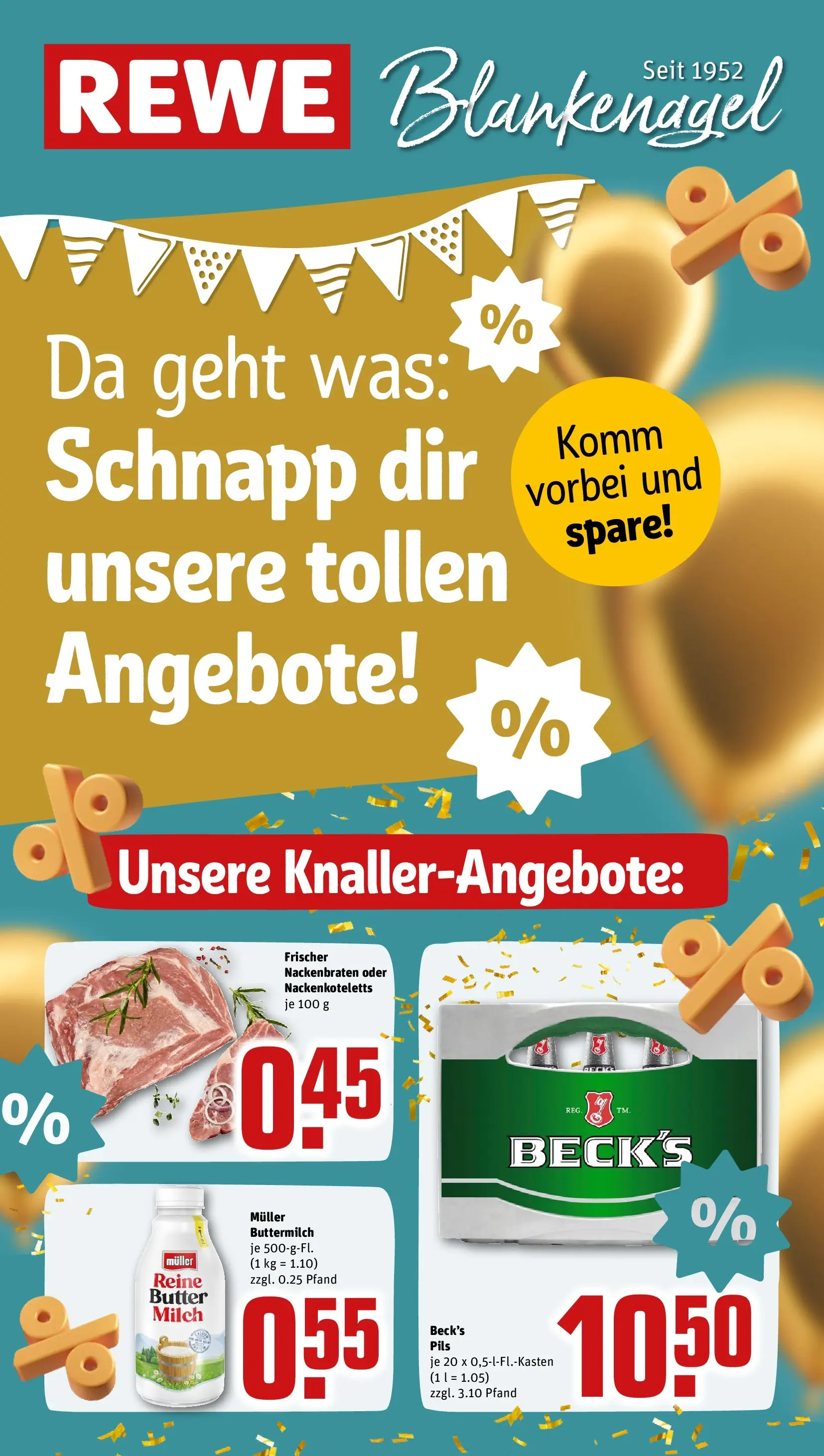 REWE Prospekt ab 23.03.2026 zum Blättern » Angebote | Seite: 1 | Produkte: Buttermilch, Milch, Butter, Pils