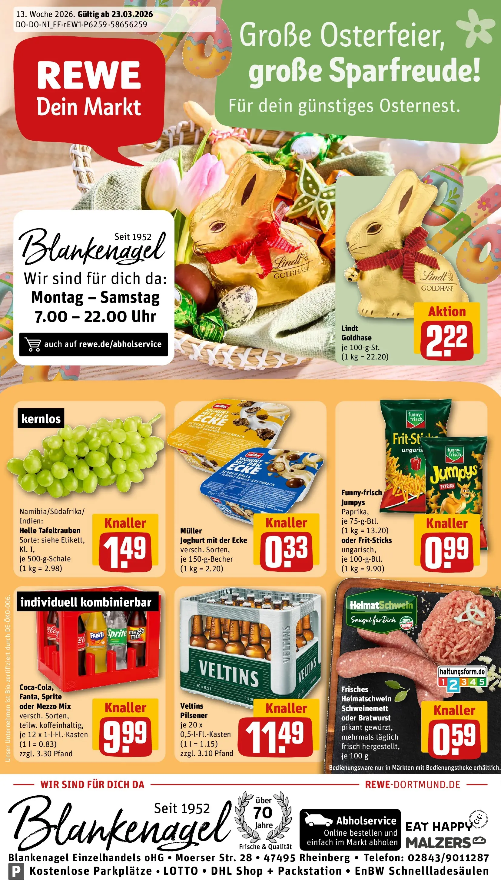 REWE Prospekt ab 23.03.2026 zum Blättern » Angebote | Seite: 2 | Produkte: Sprite, Bratwurst, Paprika, Veltins