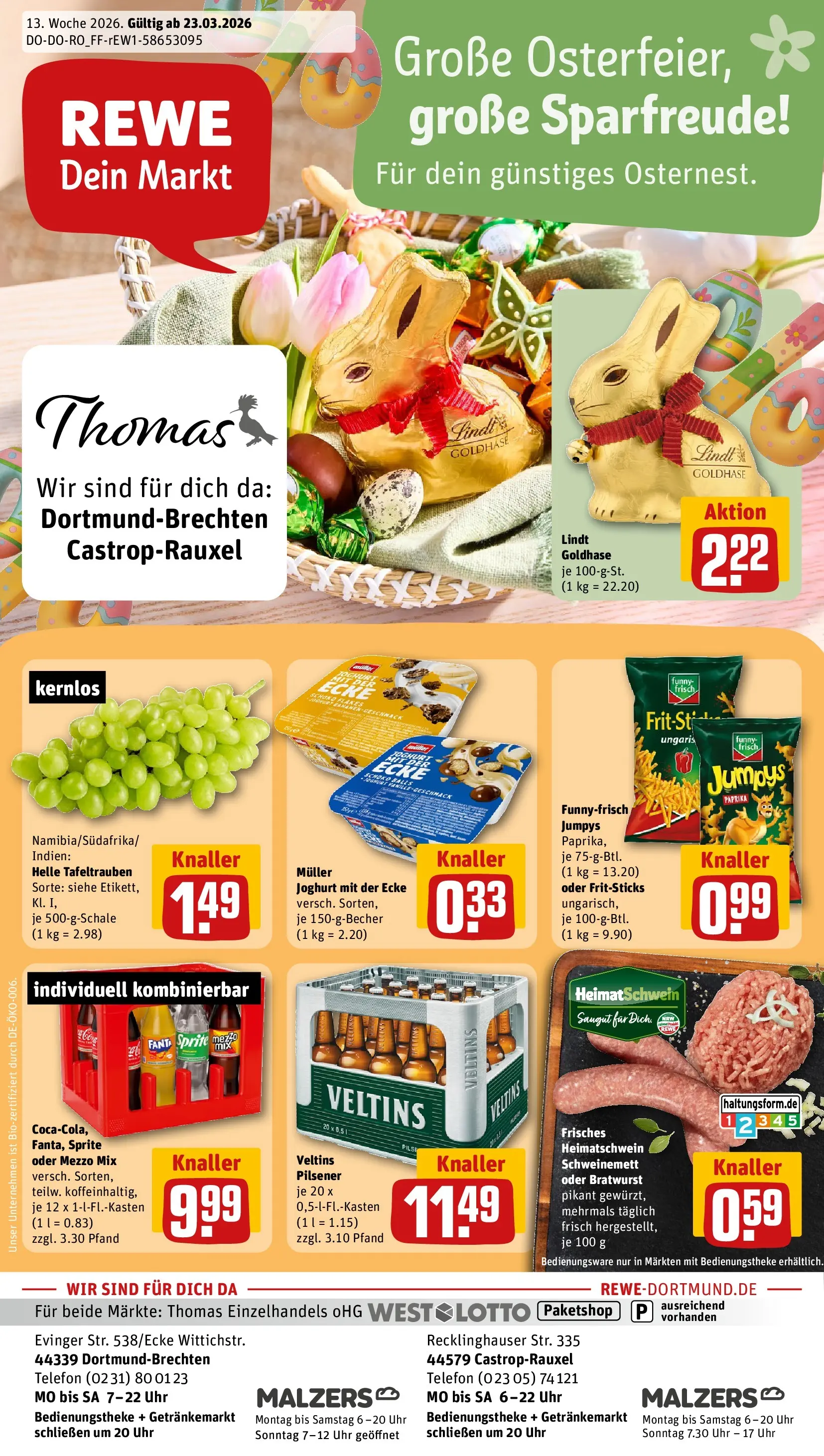 REWE Prospekt ab 23.03.2026 zum Blättern » Angebote | Seite: 1 | Produkte: Sprite, Funny frisch, Oder mezzo mix, Chips