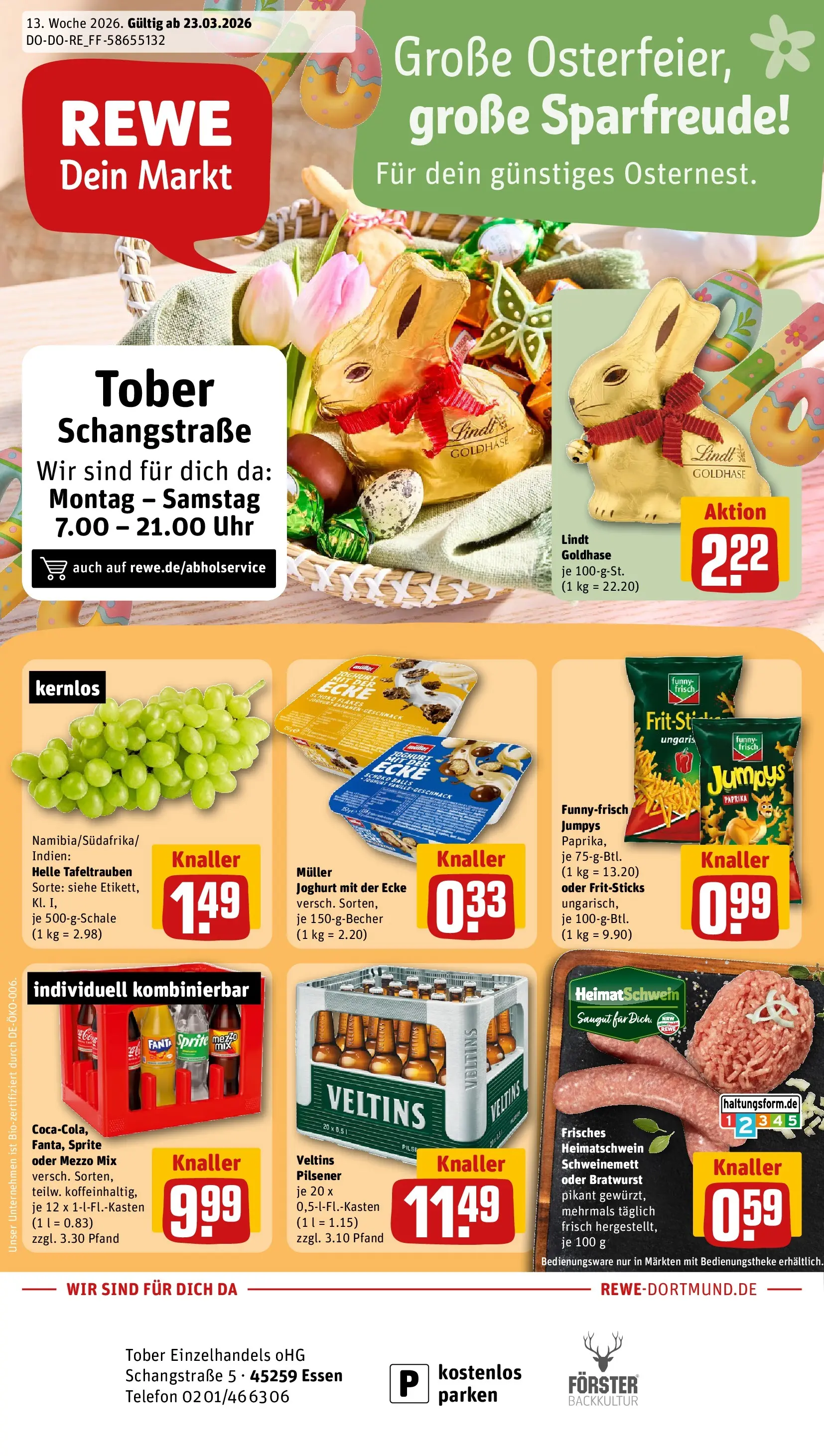 REWE Prospekt ab 23.03.2026 zum Blättern » Angebote | Seite: 1 | Produkte: Fanta, Funny frisch, Chips, Telefon