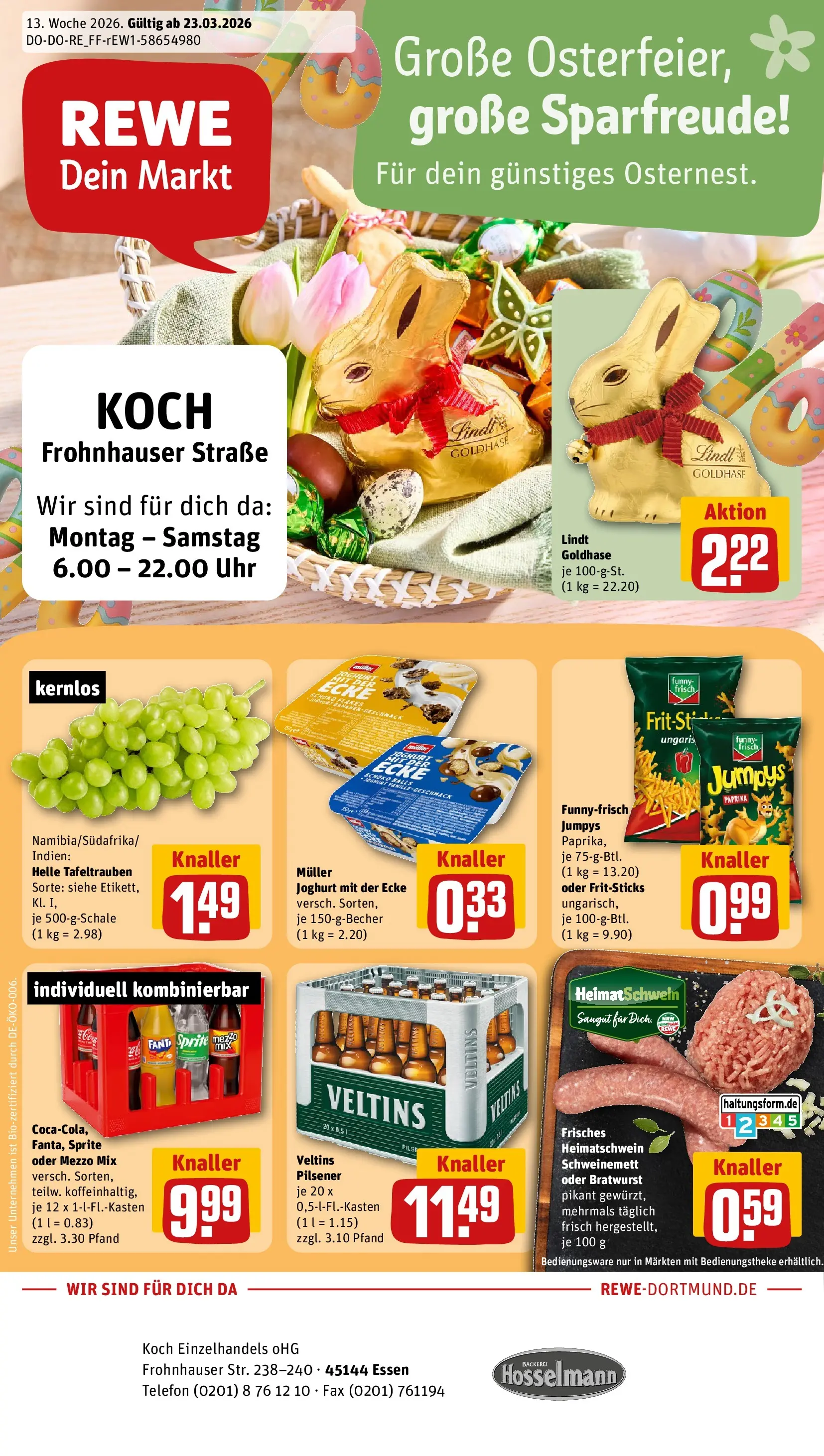 REWE Prospekt ab 23.03.2026 zum Blättern » Angebote | Seite: 1 | Produkte: Mezzo mix, Fanta, Sprite, Bratwurst