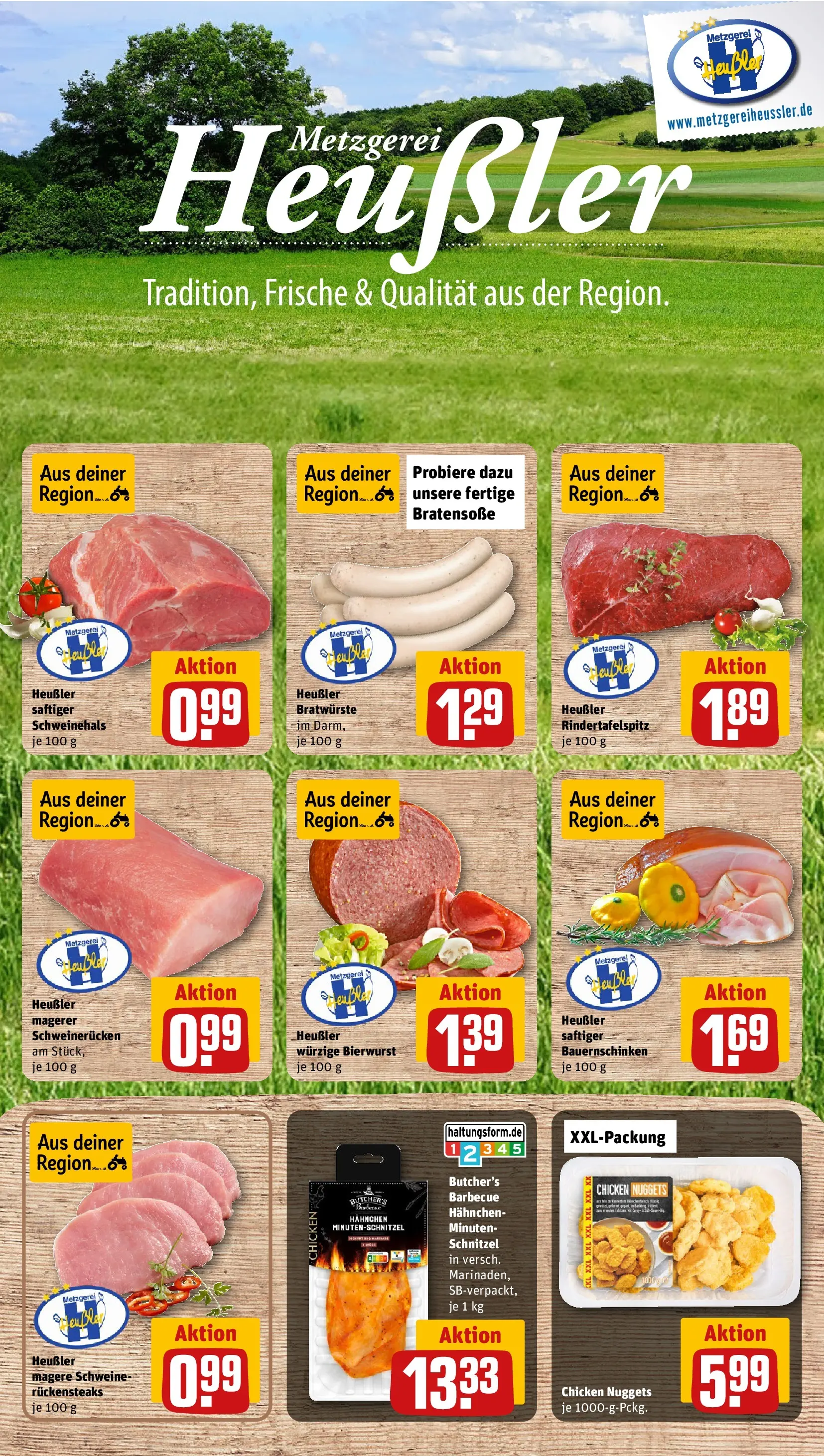 REWE Prospekt ab 23.03.2026 zum Blättern » Angebote | Seite: 12 | Produkte: Hahnchen, Schnitzel, Schweinerucken, Steak