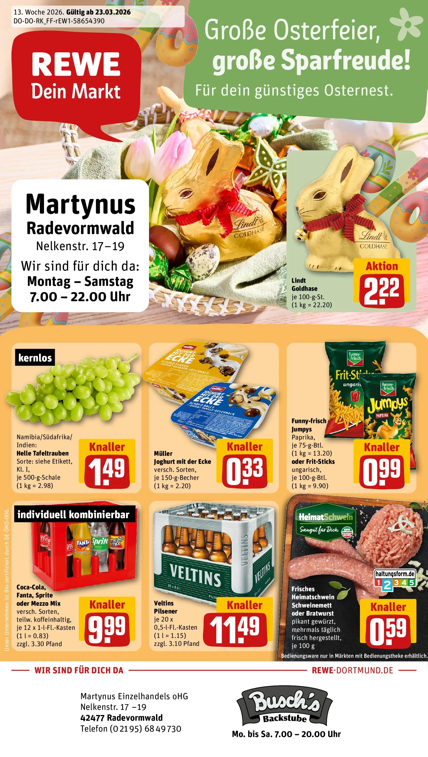 REWE Prospekt ab 23.03.2026 zum Blättern » Angebote | Seite: 1 | Produkte: Mezzo mix, Joghurt, Bratwurst, Paprika