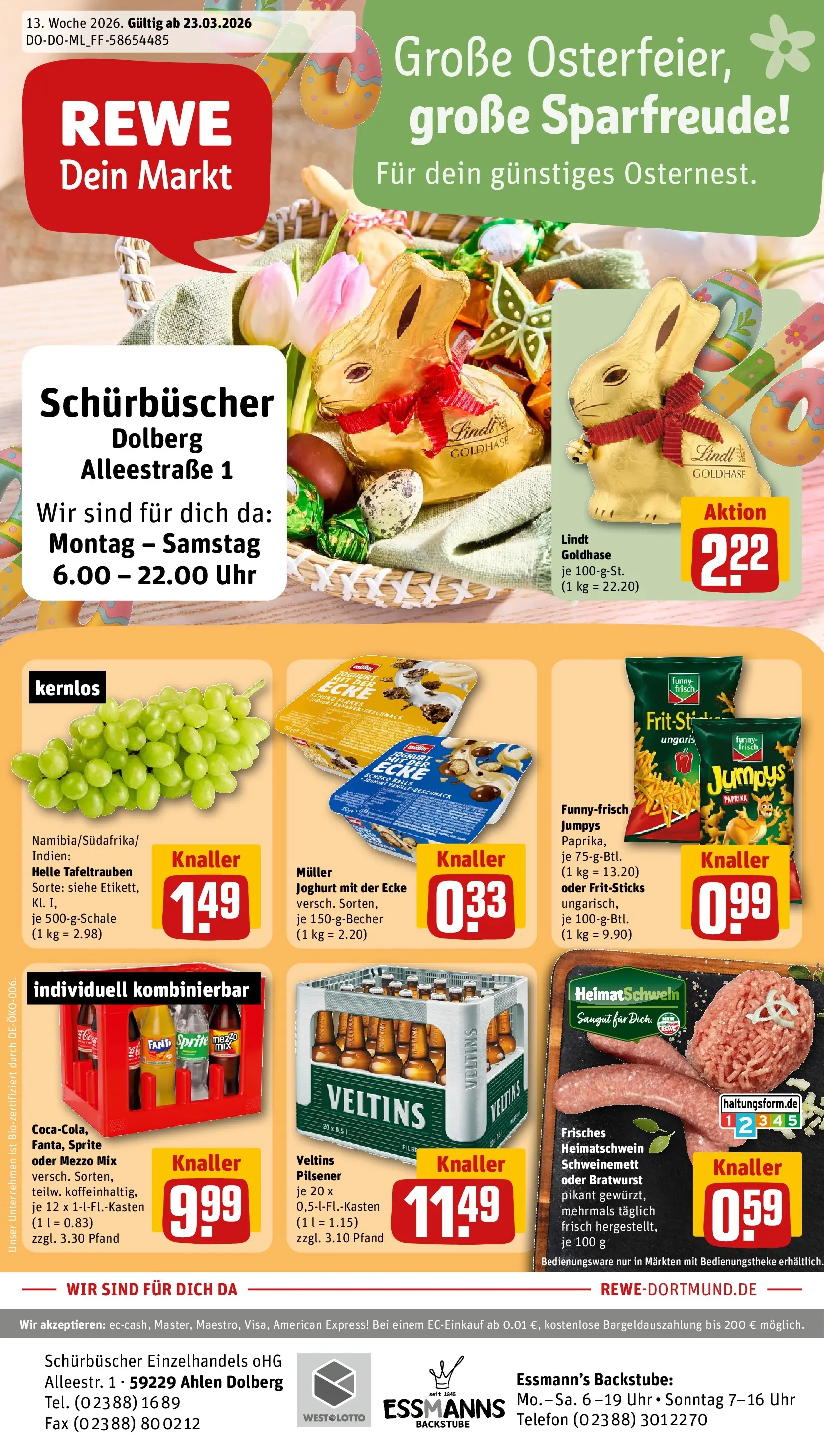 REWE Prospekt ab 23.03.2026 zum Blättern » Angebote | Seite: 1 | Produkte: Joghurt, Funny frisch, Paprika, Uhr