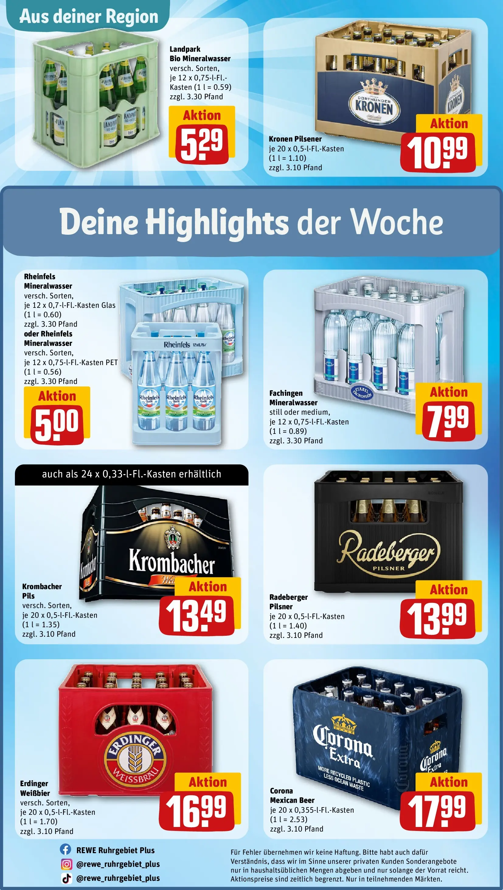 REWE Prospekt ab 23.03.2026 zum Blättern » Angebote | Seite: 31 | Produkte: Erdinger, Weißbier, Krombacher, Radeberger pilsner